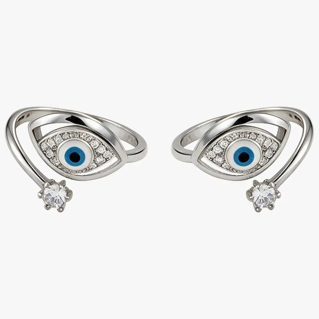 Evil eye crystal toe rings for women