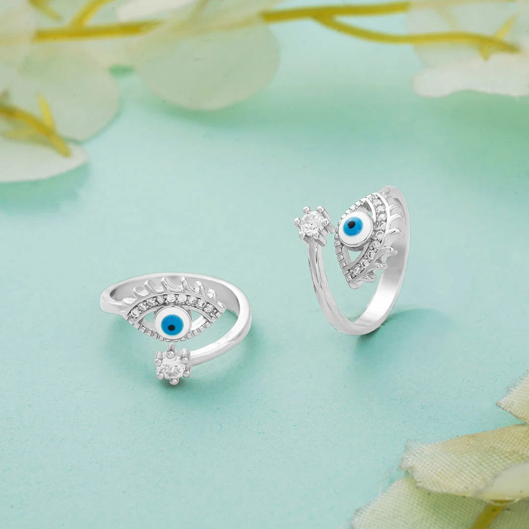 Evil eye halo metti for women in silver 
