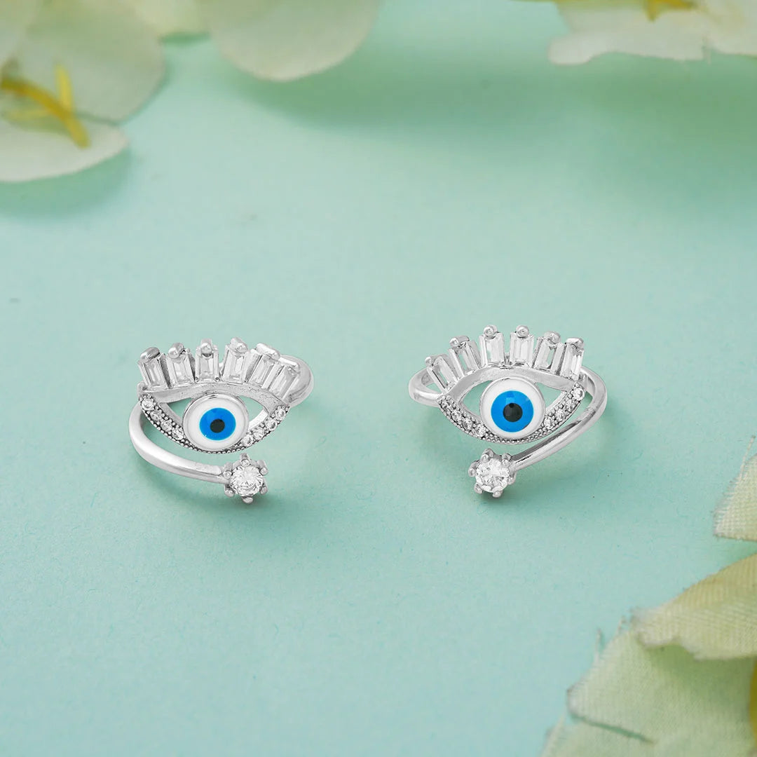 Evil eye stone silver metti for women