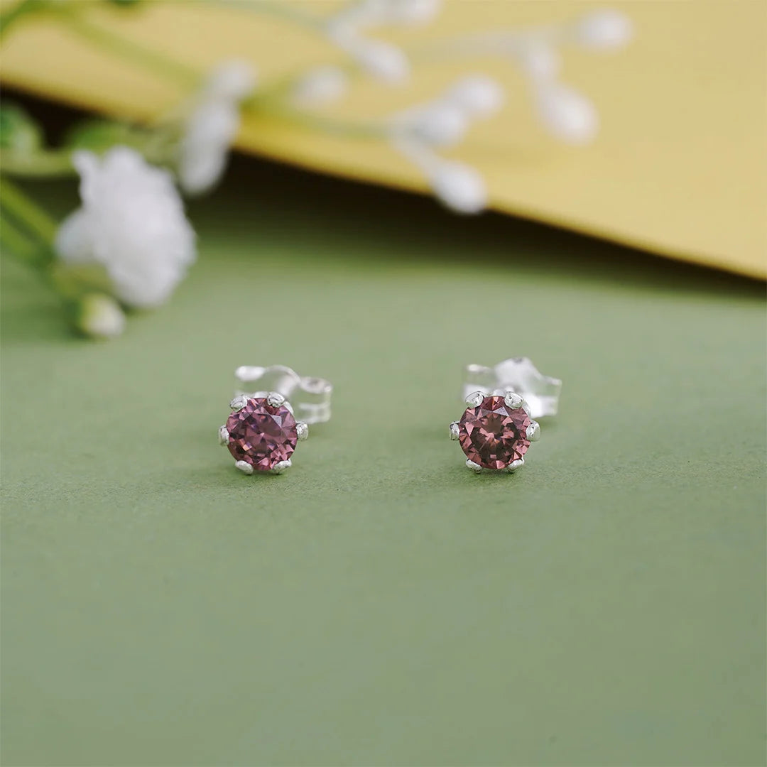 Faceted brown stud earrings