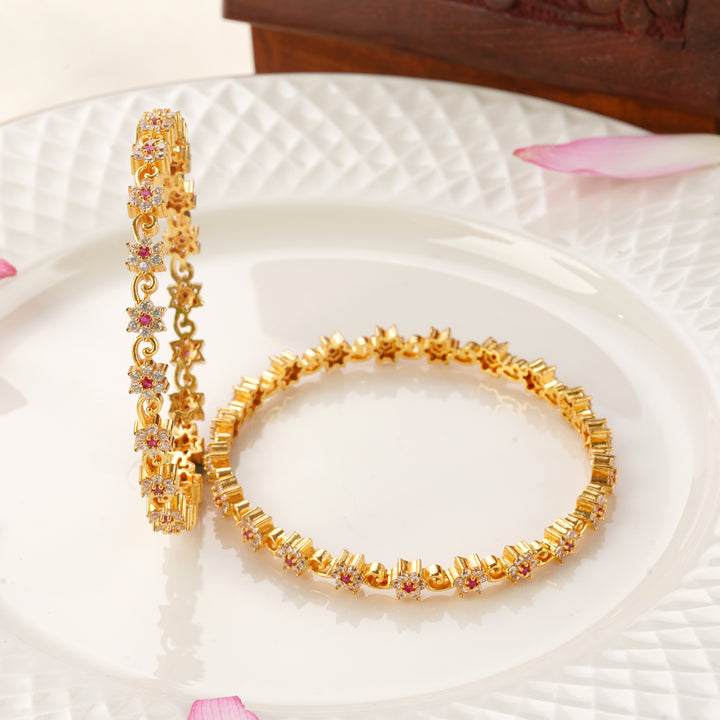 Festive and Wedding Wear Bangles with Ruby and Swarovski Stones