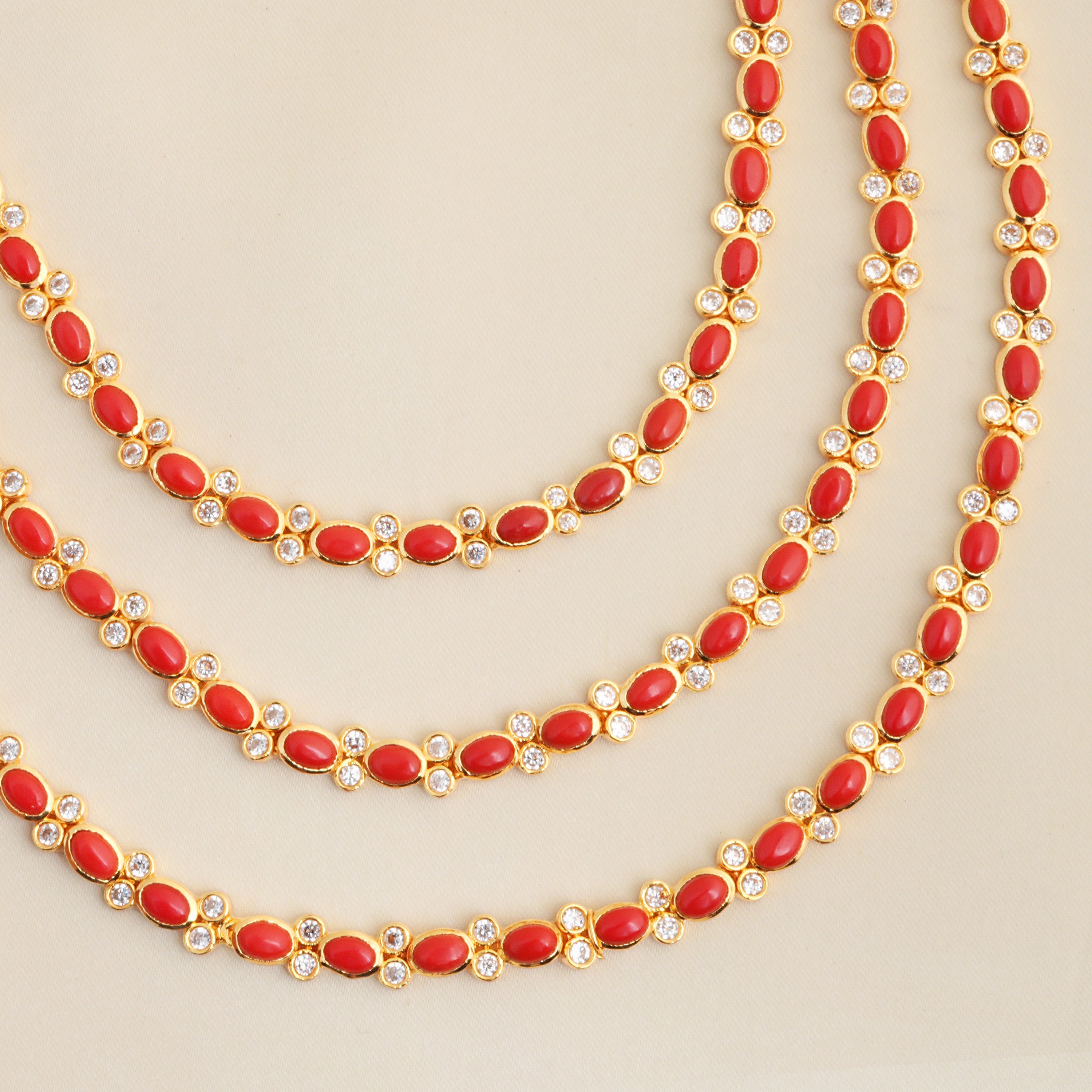 Festive gold-plated temple malai set