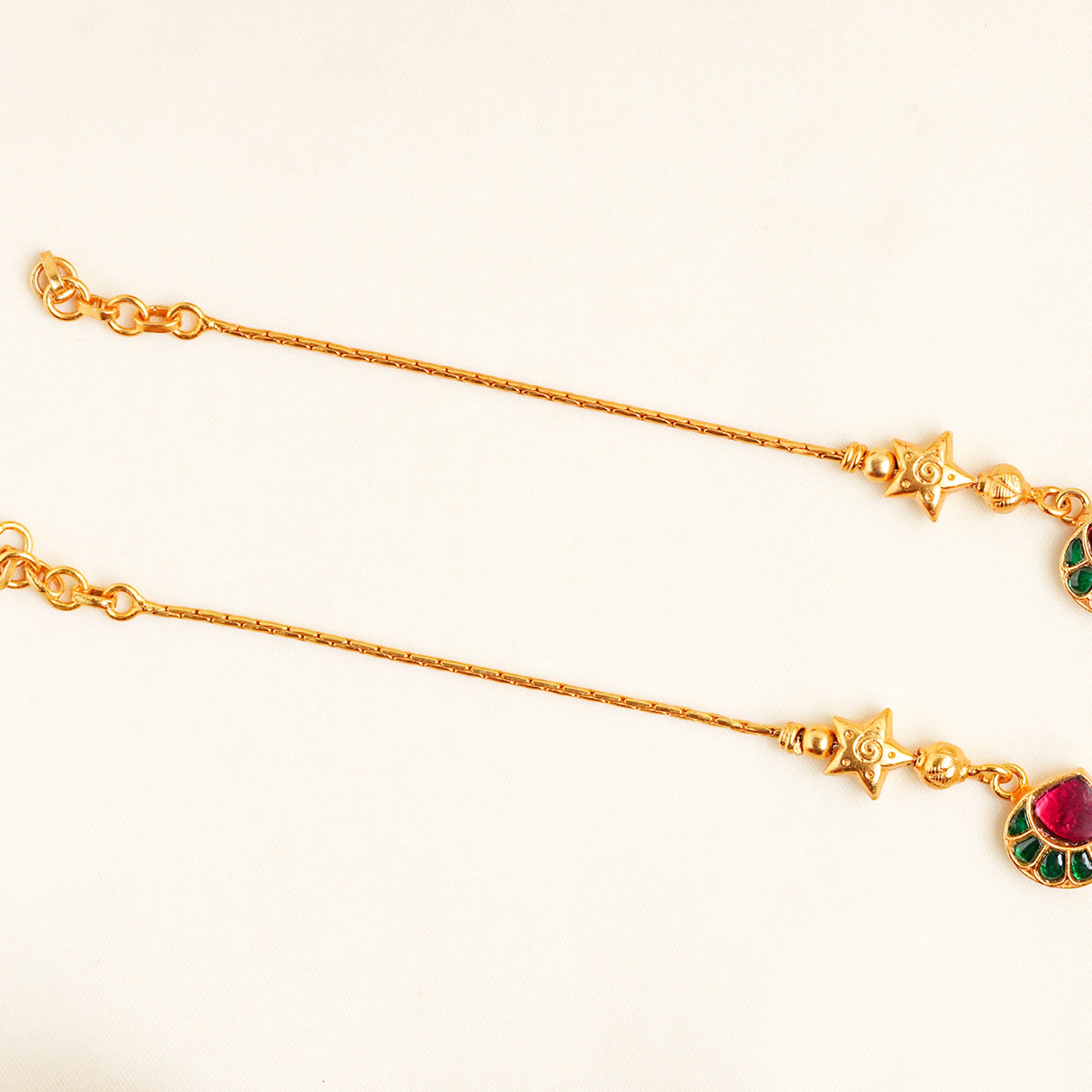 Festive ruby green enamel anklet
