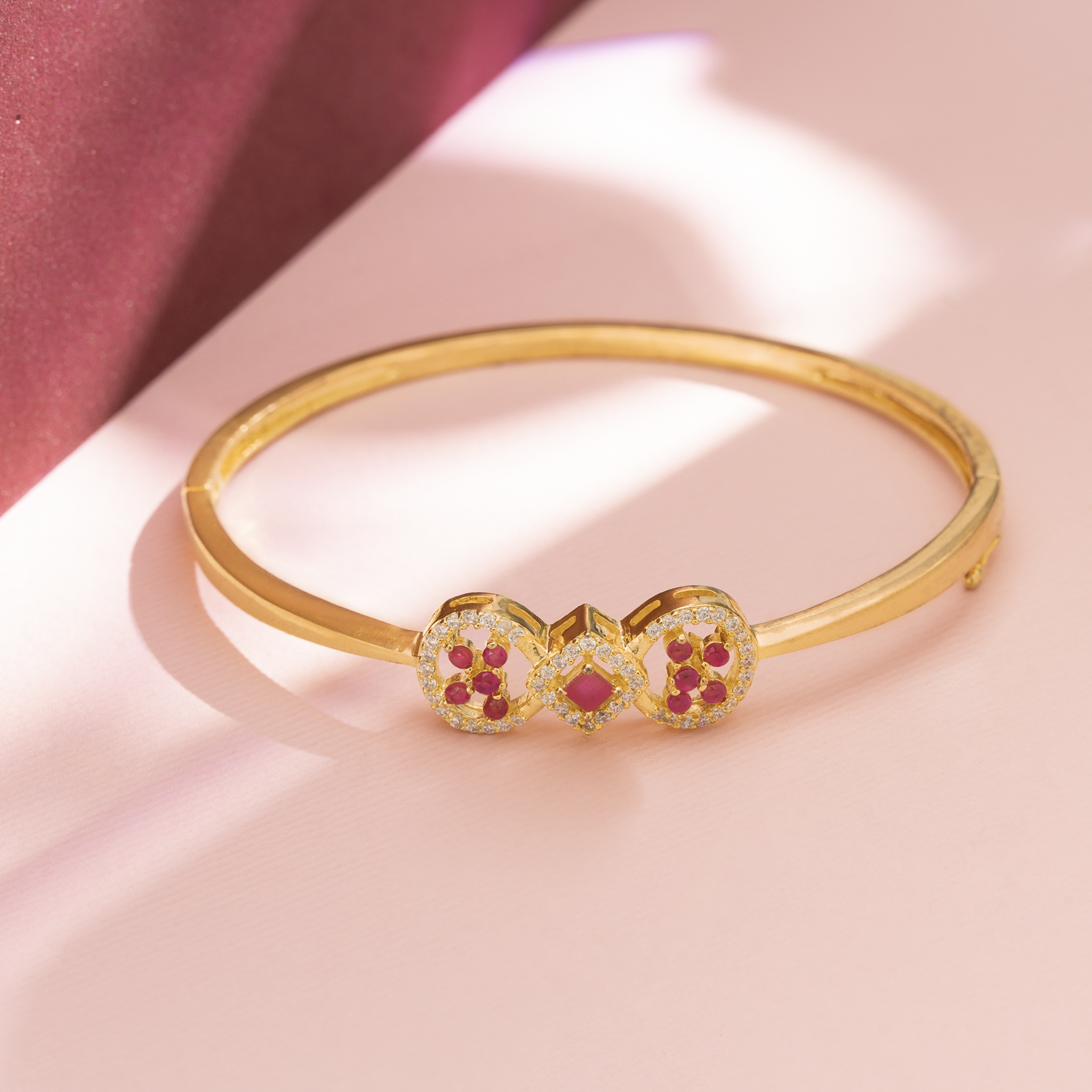 Festive wear silver bracelet with red stones