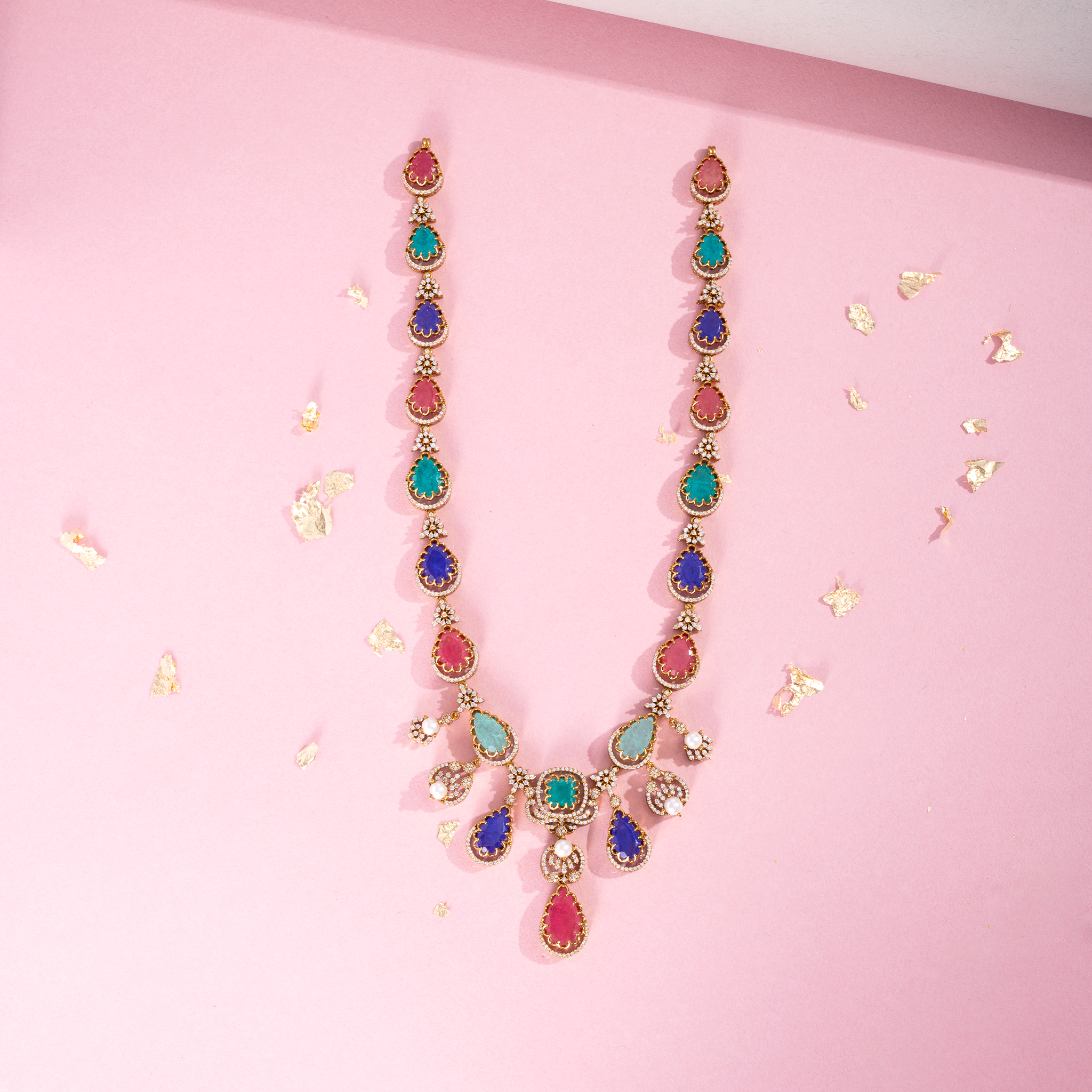 Festive wear stone malai necklace