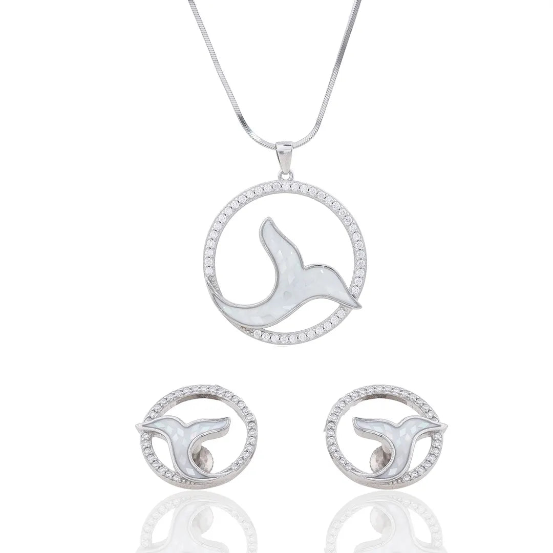 Fish Tail Pendant Chain & Earrings Ishna
