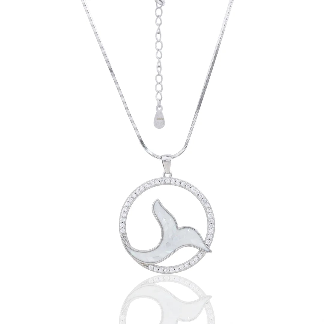 Fish Tail Pendant Chain & Earrings in 925 Sterling Silver Ishna