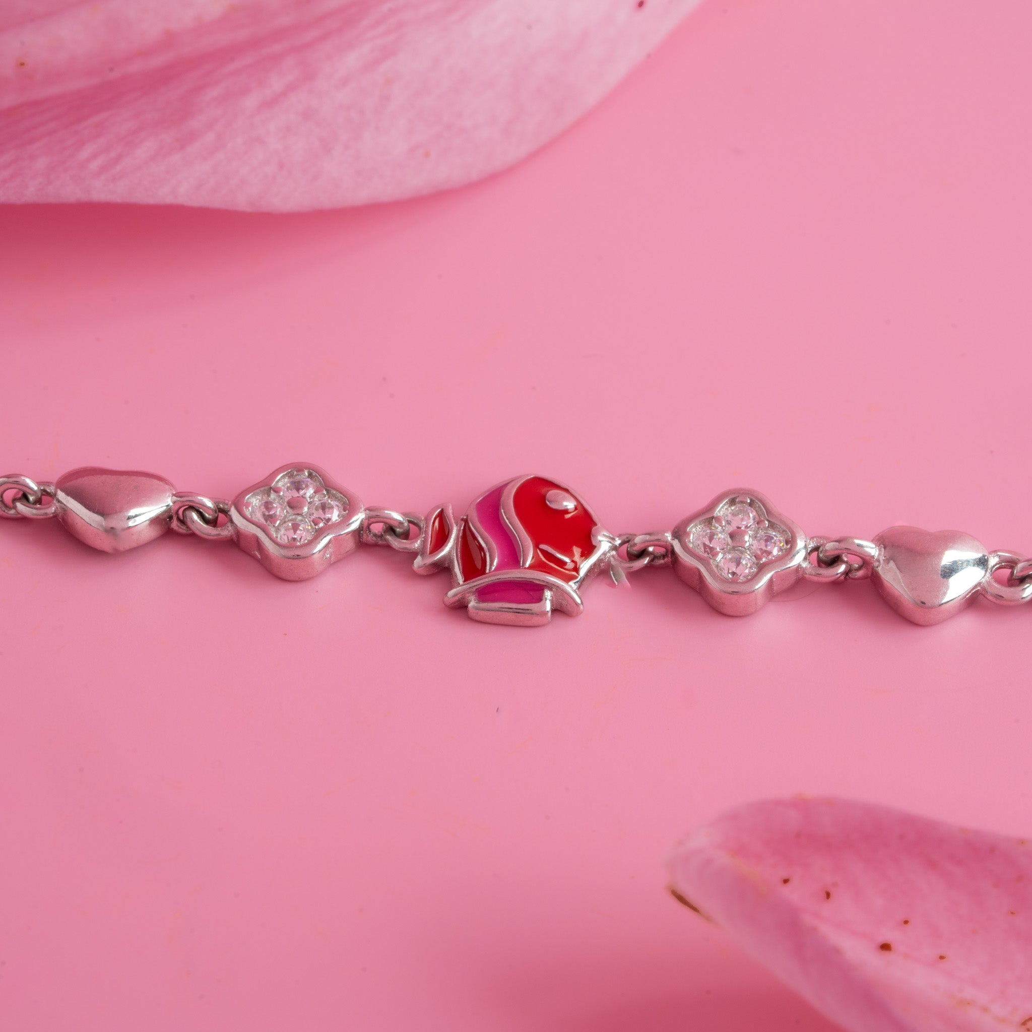 Fish charm silver bracelet for kids