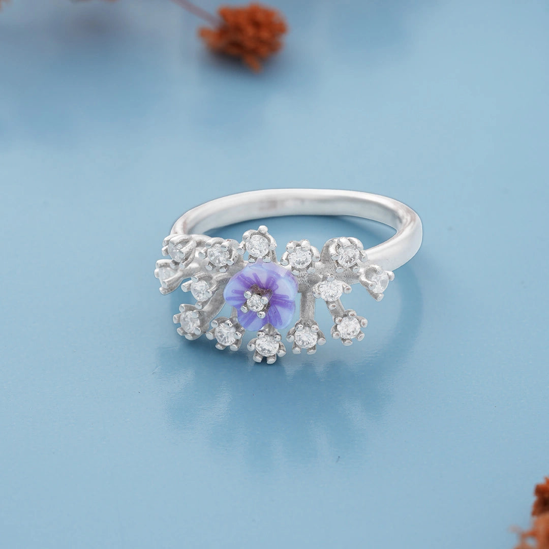 Floral Cluster Ring in 925 Sterling Silver Ishna