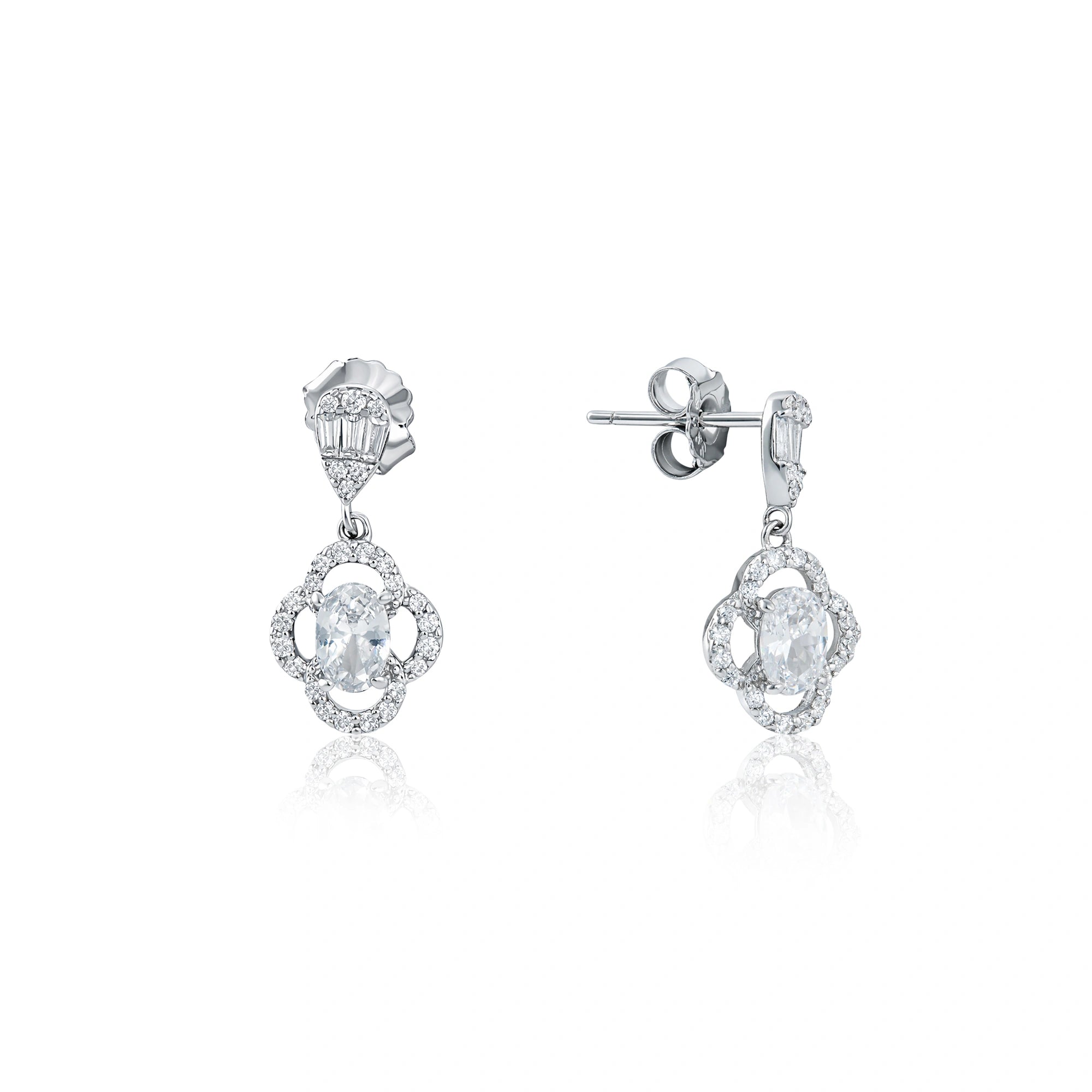 Floral Drop Stud CZ Earrings Ishna