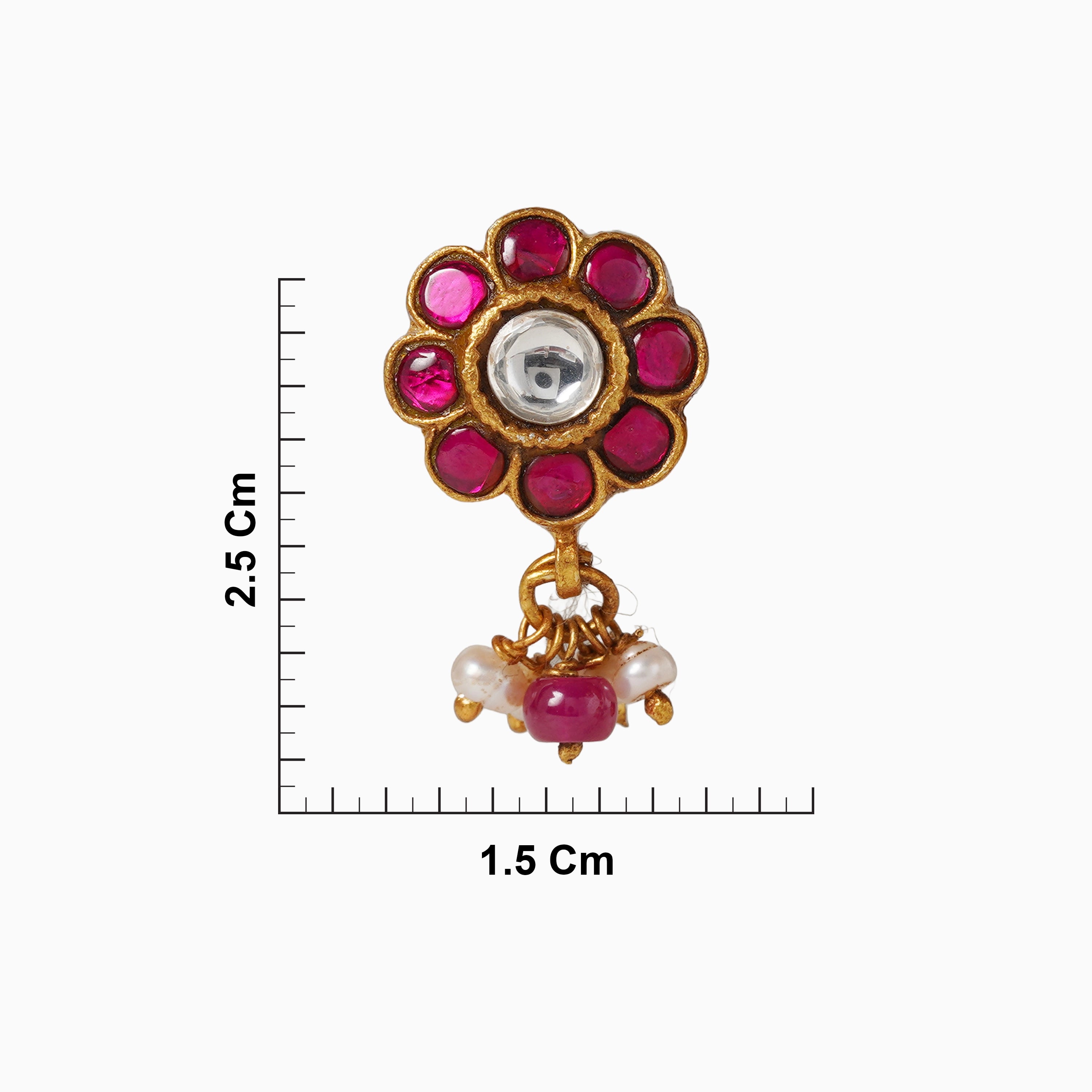 Floral Ruby Motif Kundan Jhumka Earrings Ishana