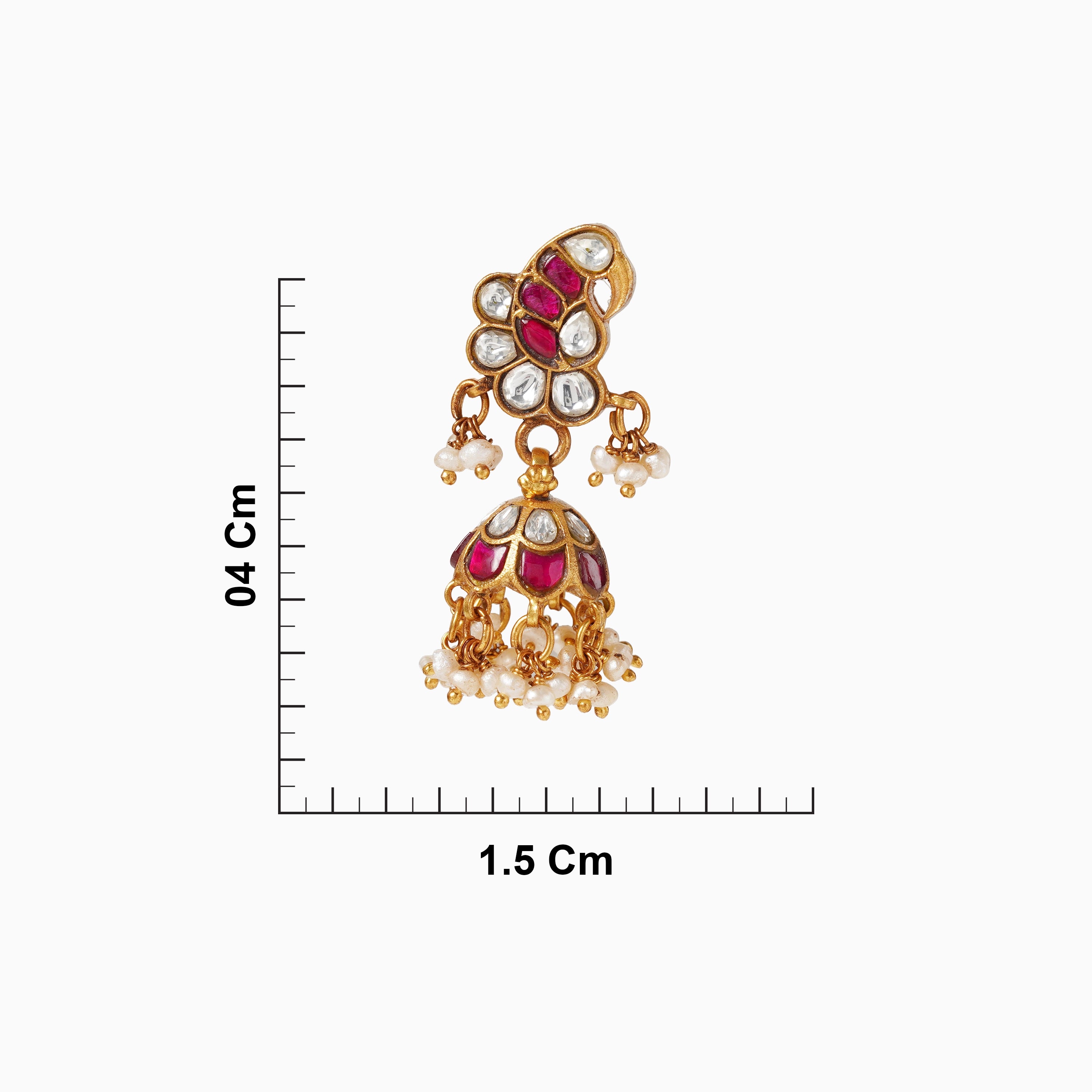 Floral Ruby Motif & White Kundan Earrings Ishna
