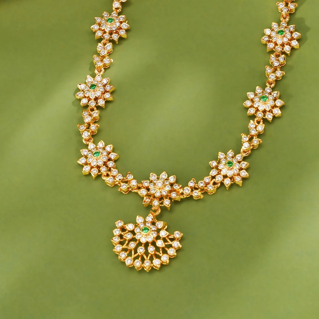 Flower Motif Stone Necklace Ishna