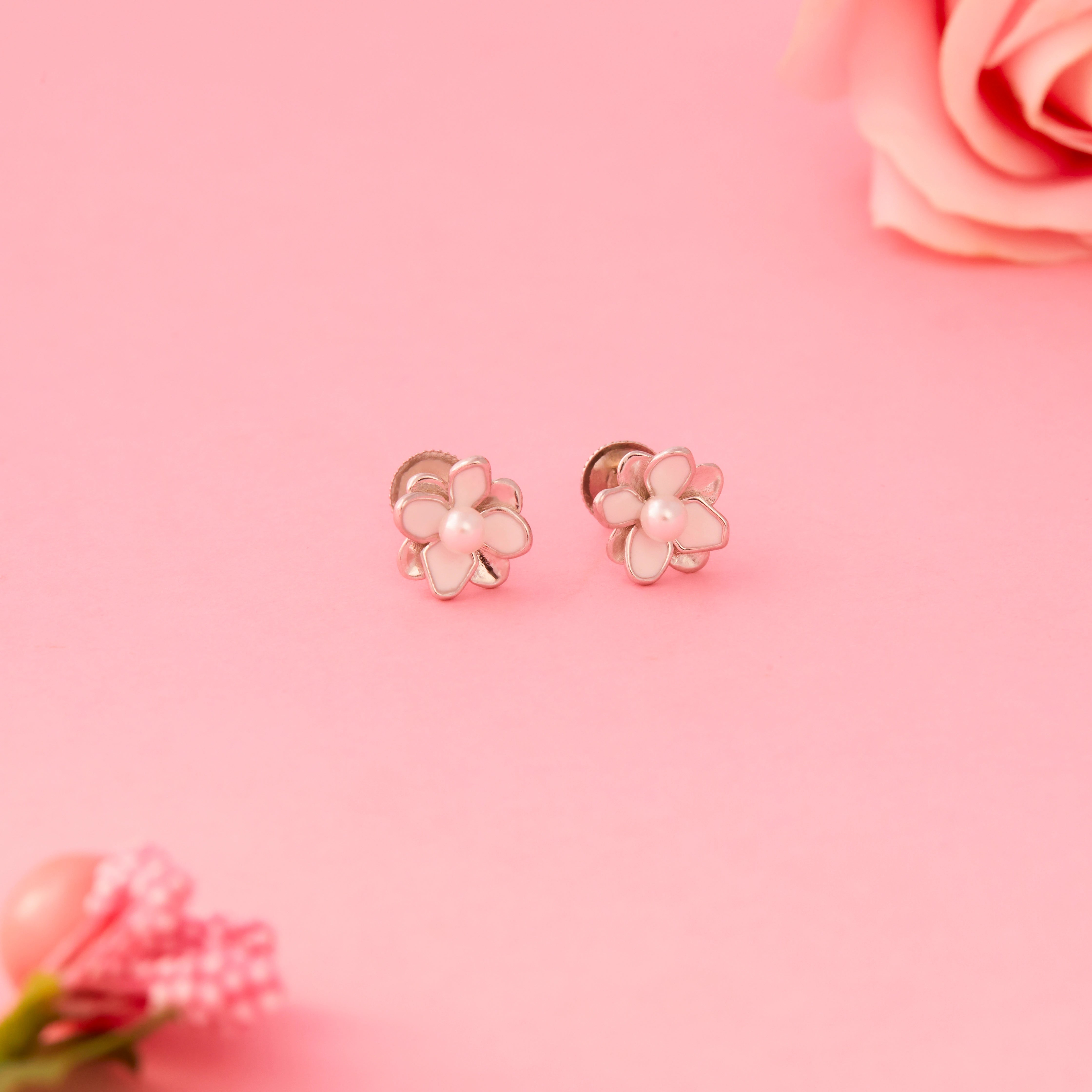 Flower Pearl Stud Earrings Ishna