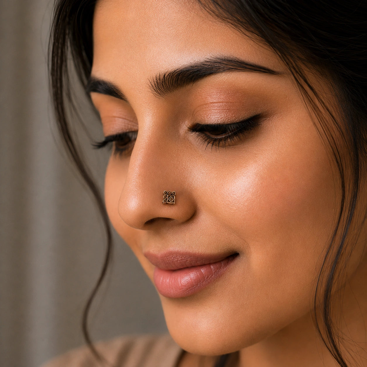 Geometric Nose Pin in Sterling Silver Ishna