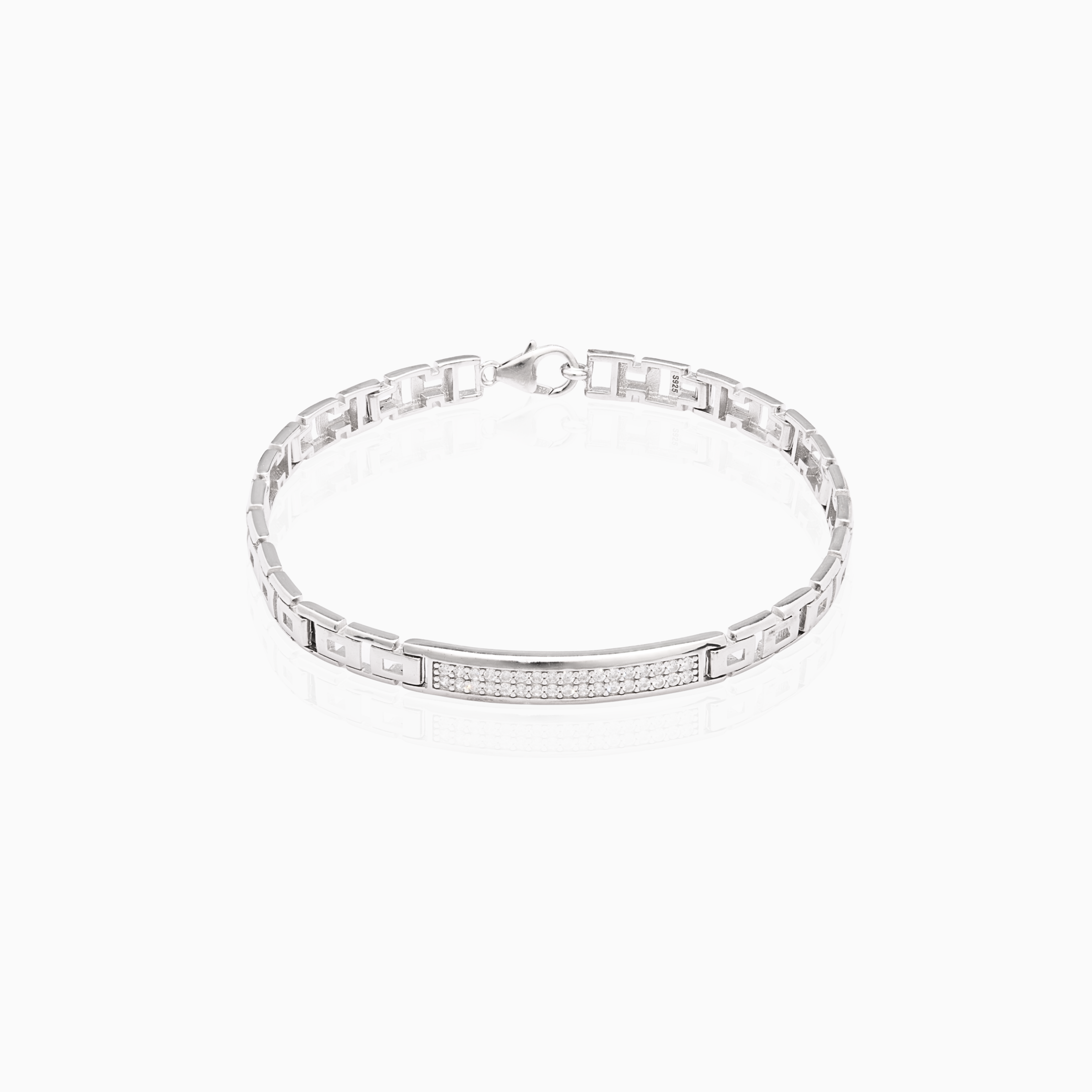 Geometric link sterling silver men’s bracelet