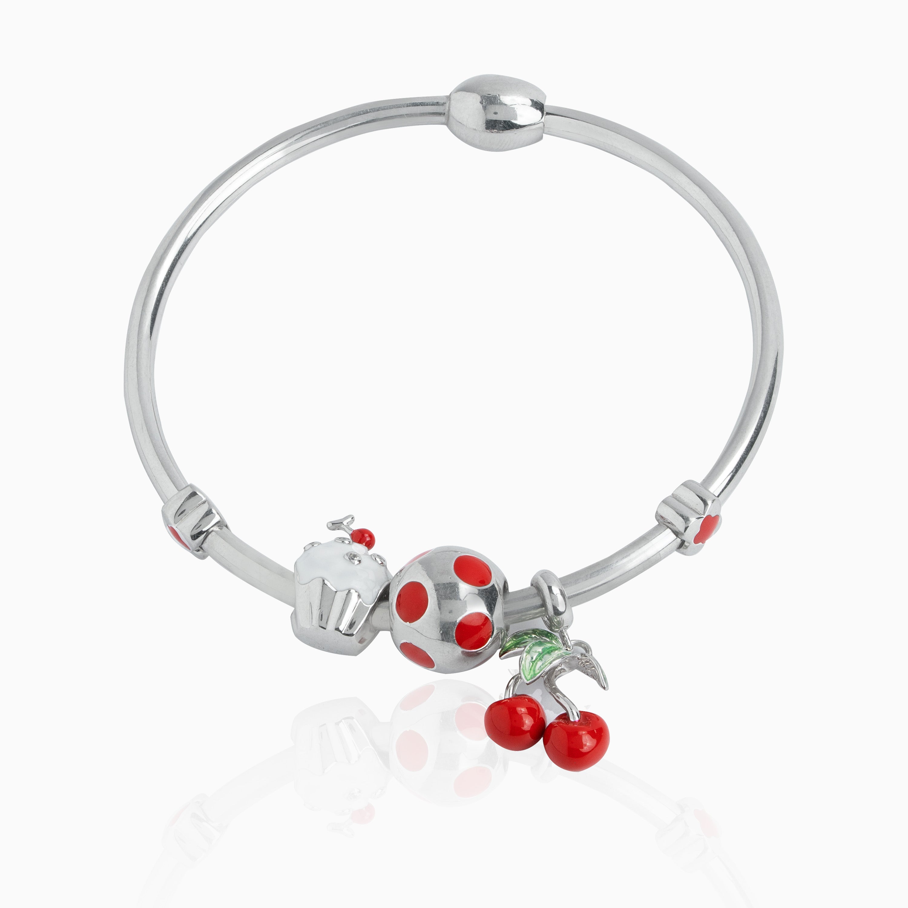 Gift-ready silver charm bangle for women