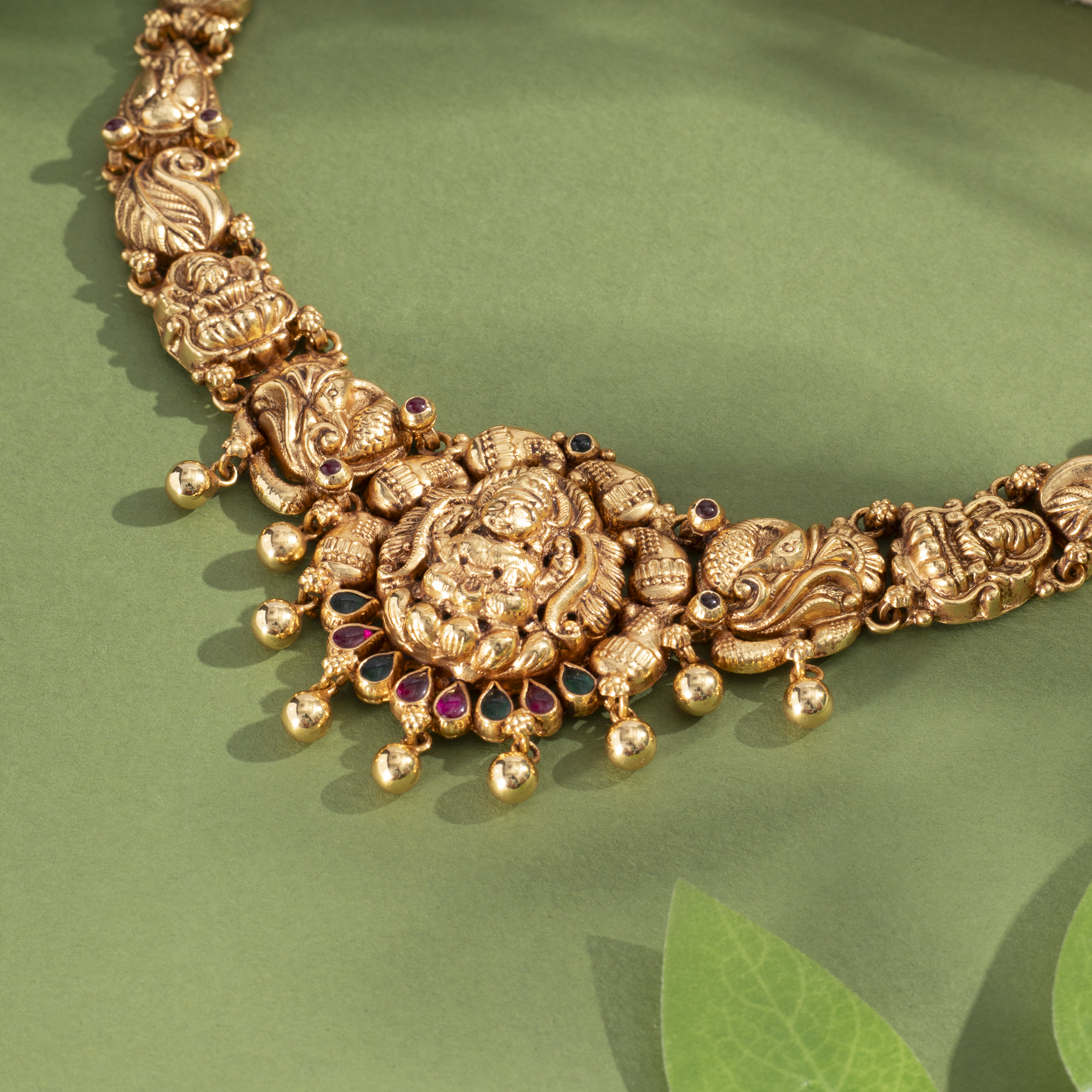 Goddess motif traditional gold necklace