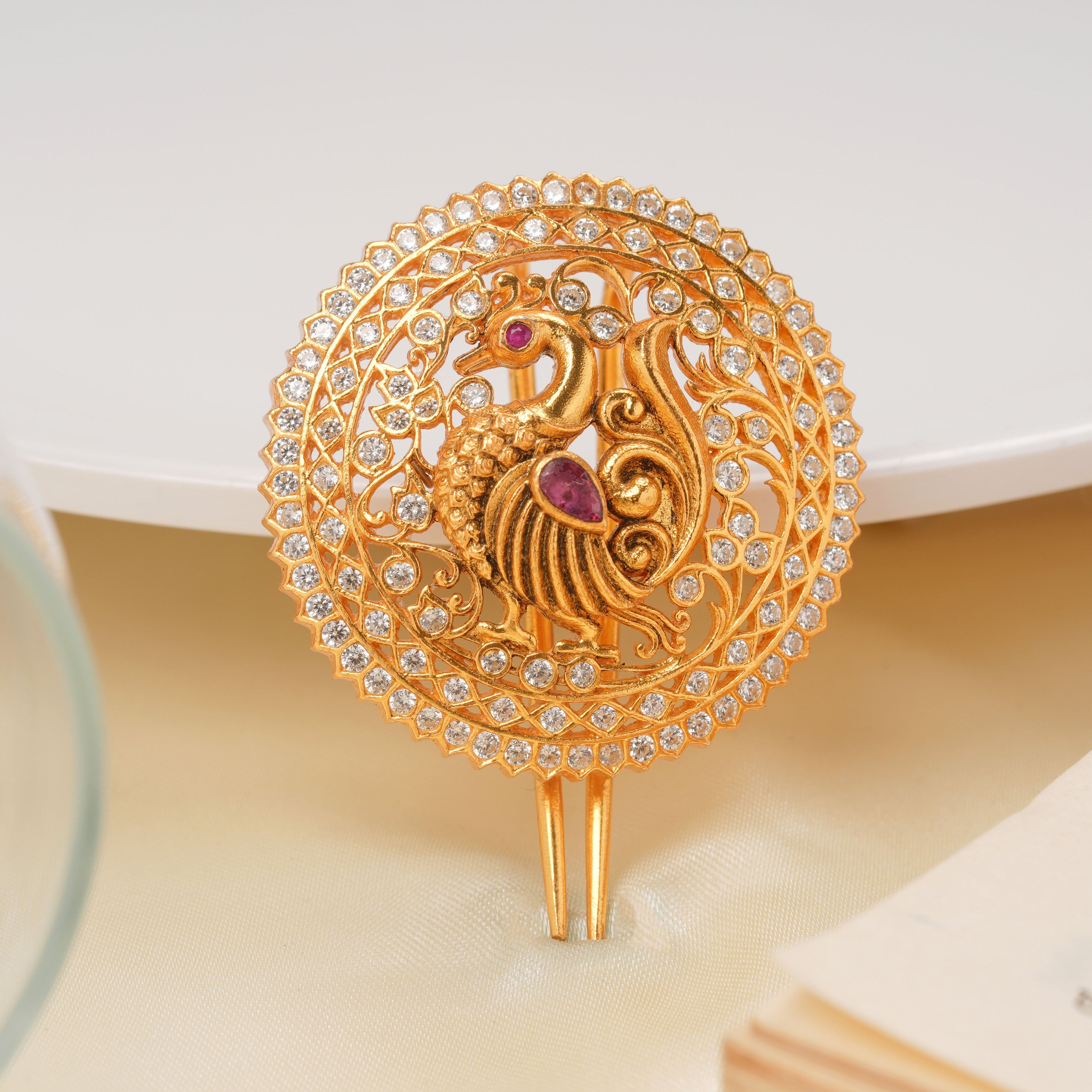 Gold-Plated Peacock Jada Bella Hair Accessory Ishna