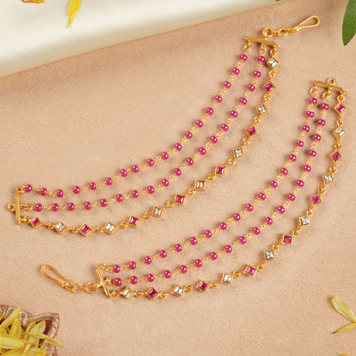 Ear Matty Gold Plated Maatal | Traditional Ear Chain for Bridal Wear – Ishna