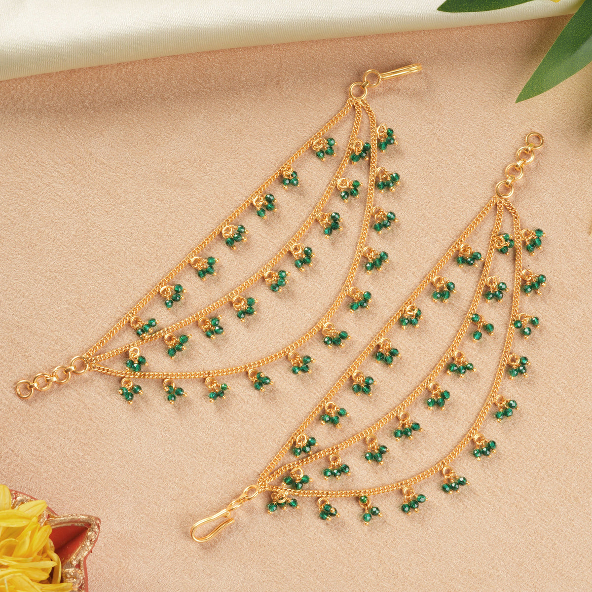 Ear Matty Gold Plated Maatal | Traditional Ear Chain for Bridal Wear – Ishna