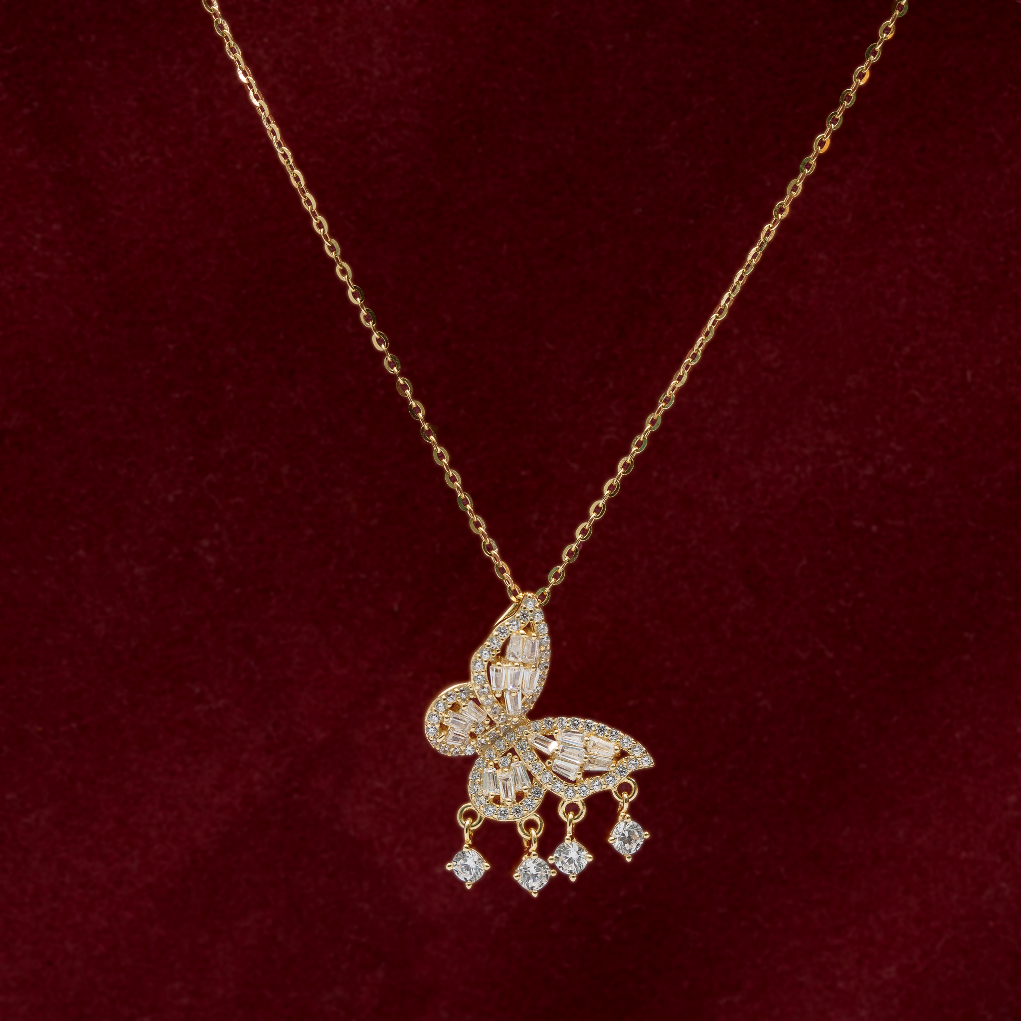 Gold-plated butterfly charm necklace design