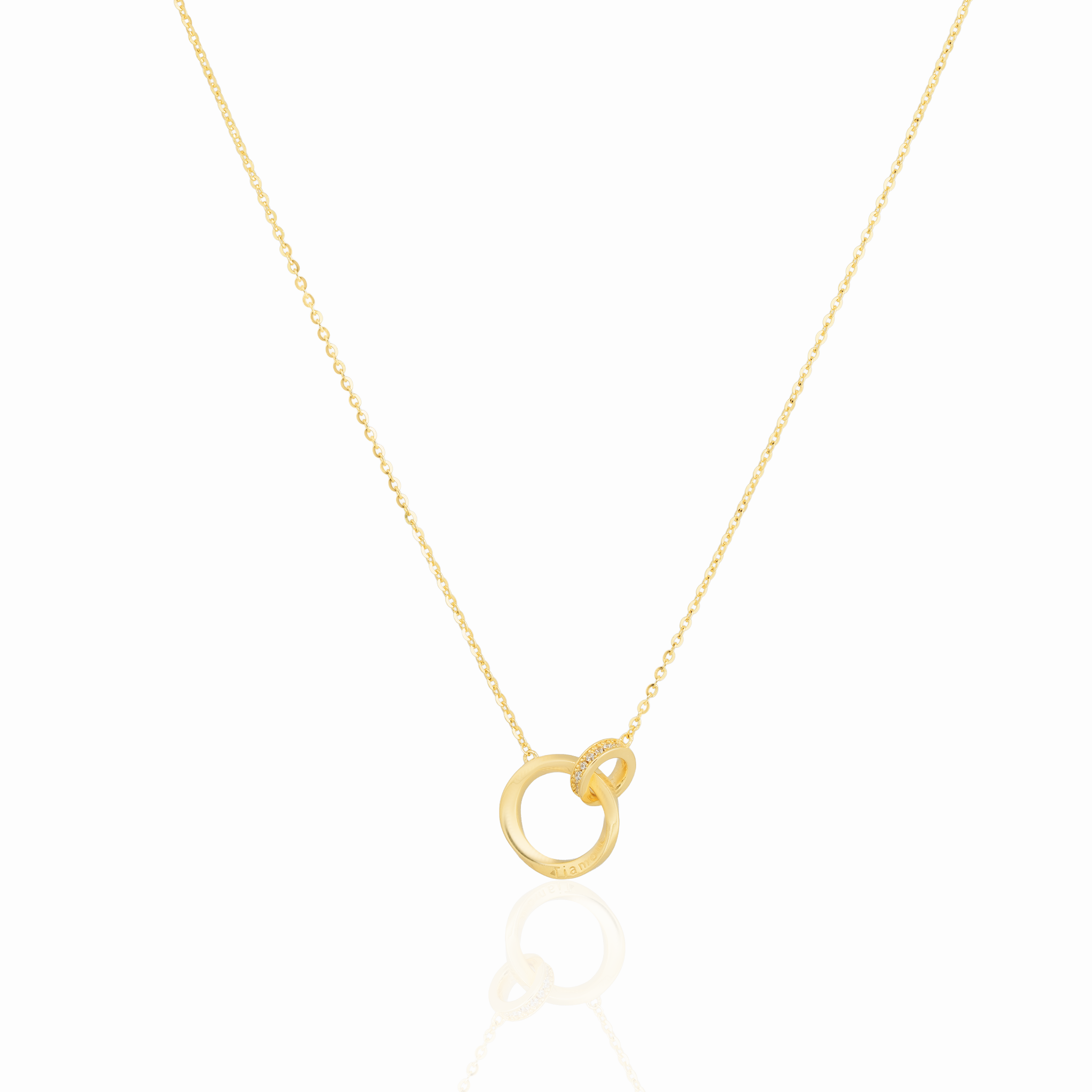 Gold-plated interlinked rings pendant chain for women