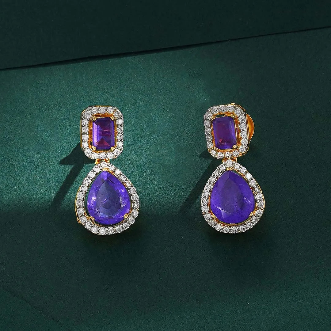 Gold-tone purple jewellery set for women