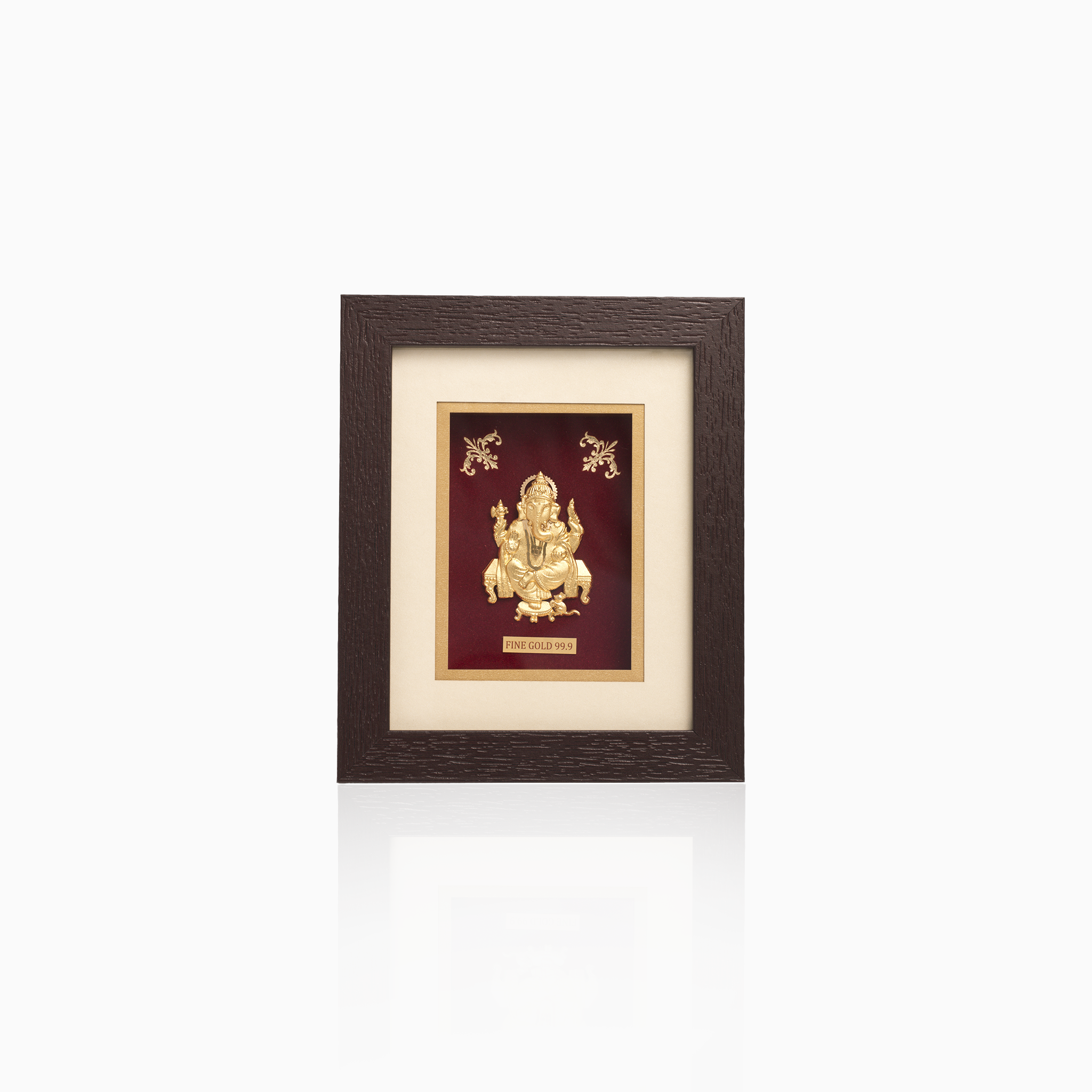 Gold Ganesha brown devotional frame
