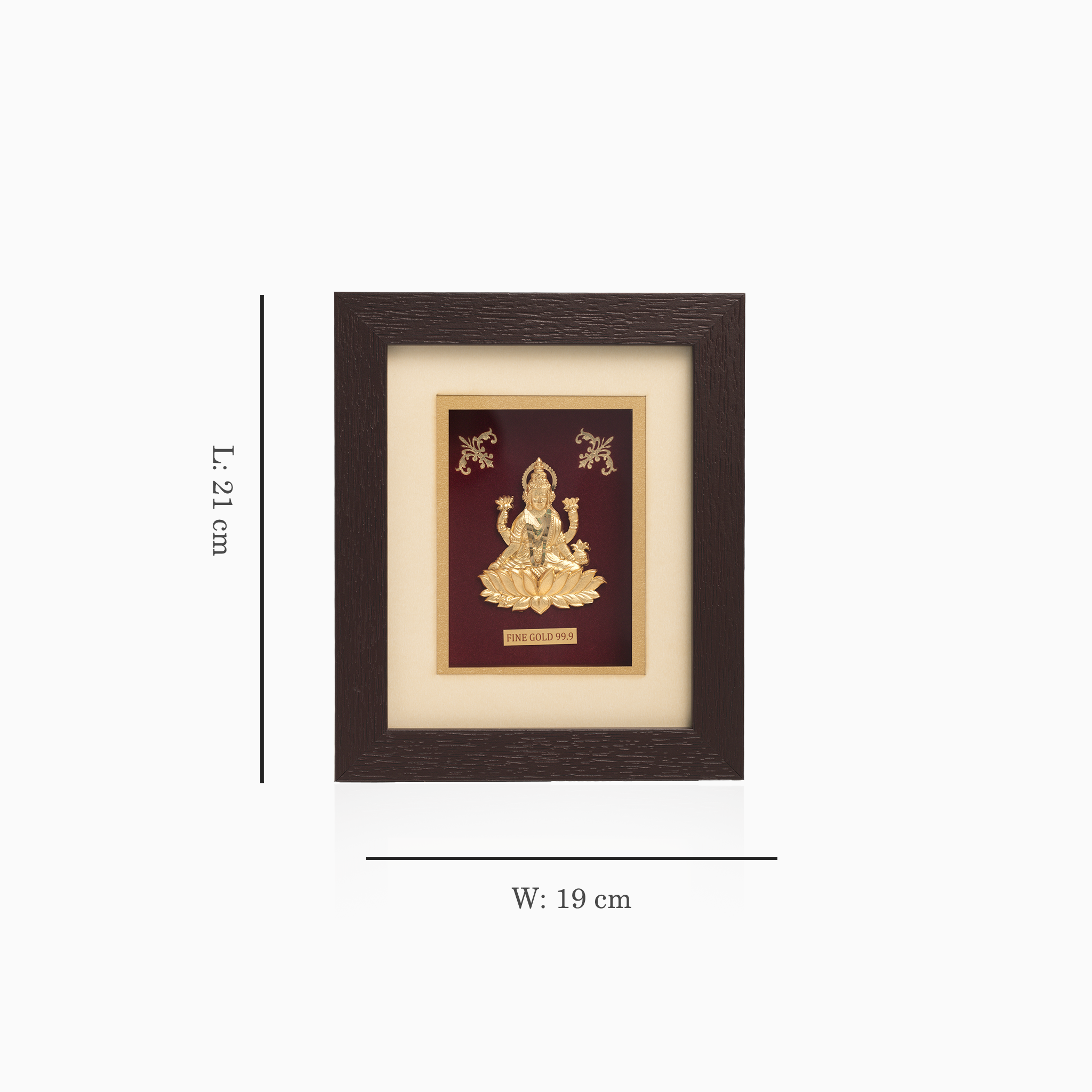 Gold Lakshmi pooja room décor frame