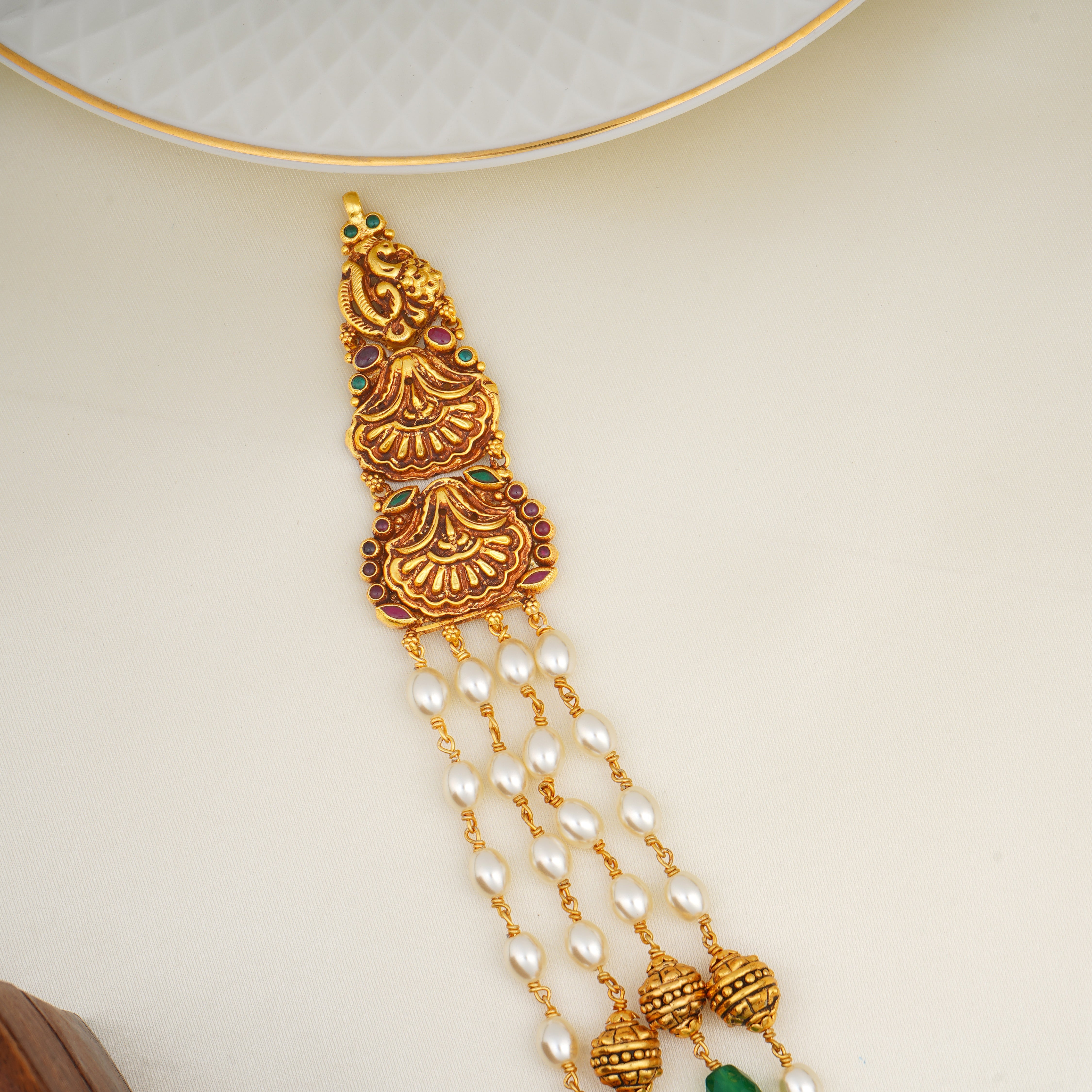 Gold Plated Floral Bead Necklace