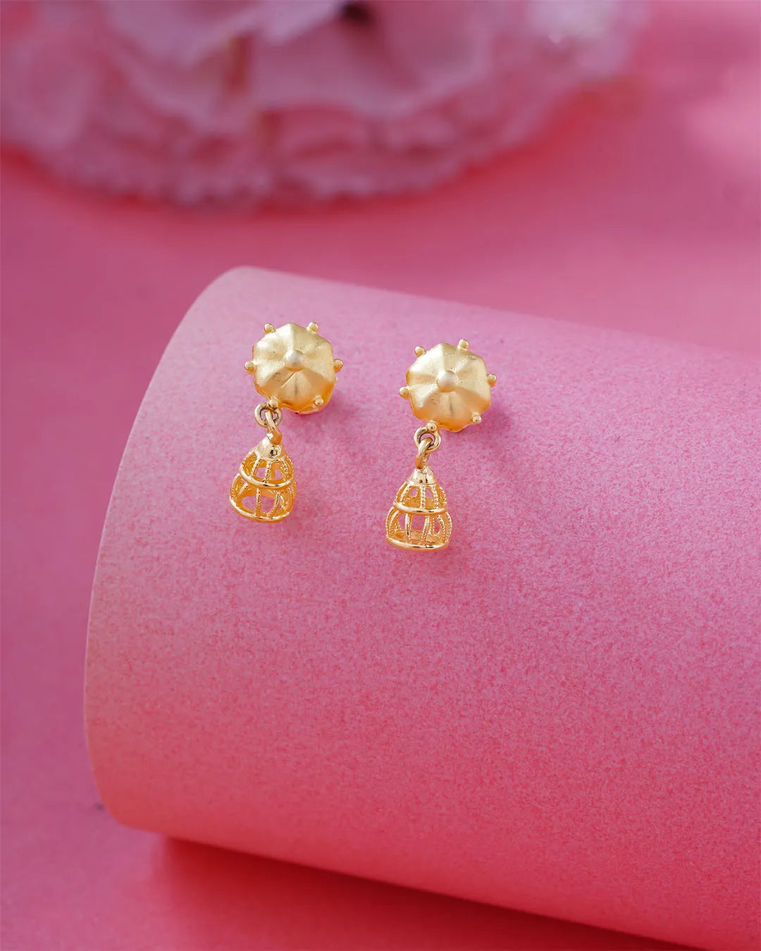 Gold Plated Floral Drop Earrings