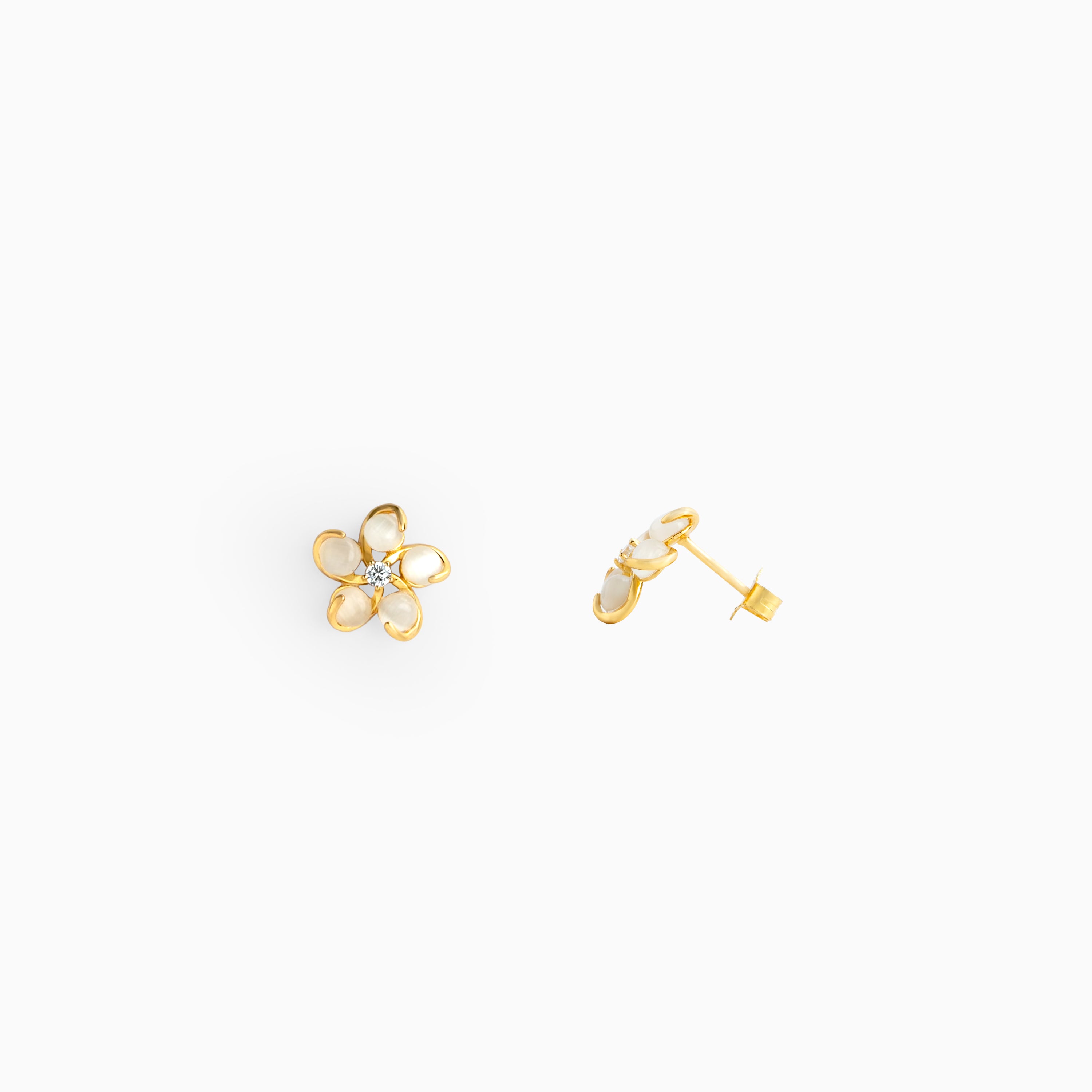 Gold Plated Moonstone Flower Stud Ishna