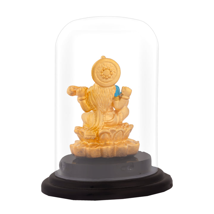 Gold Plated Saraswathi Idol in Silver Dome Case