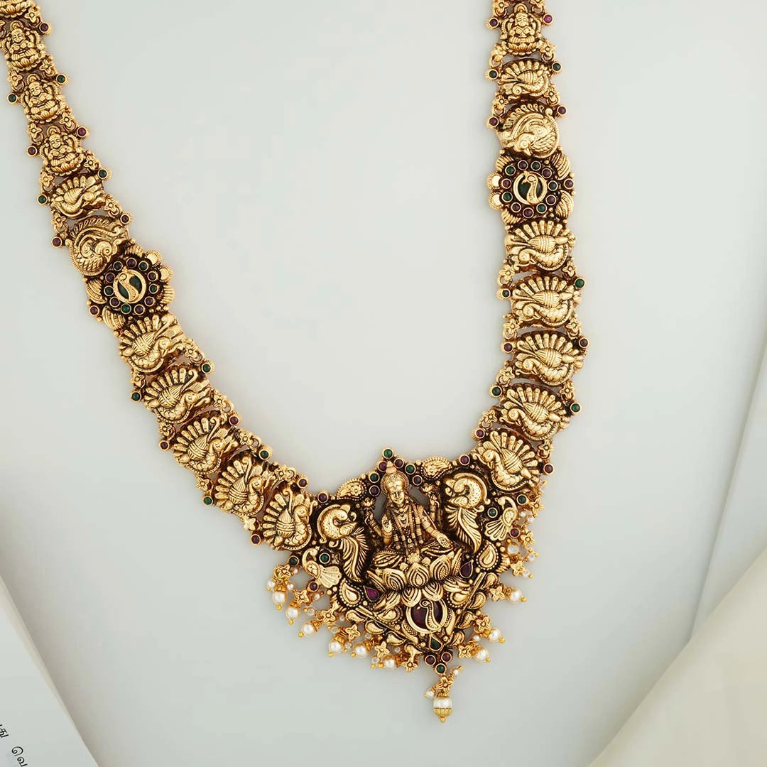 Gold Plated Silver Antique Lakshmi Haram Ishna