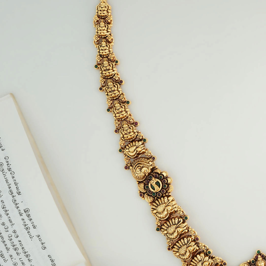 Gold Plated Silver Antique Lakshmi Motif Haram Ishna