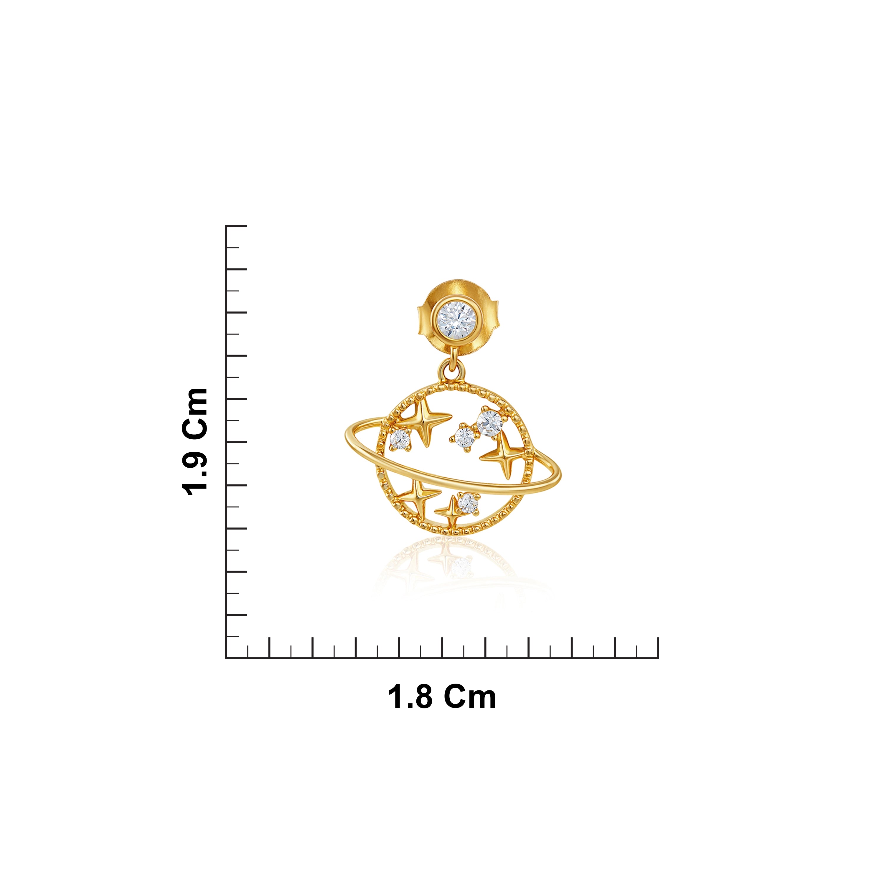 Gold Plated Silver CZ Saturn Drop Earrings Ishna