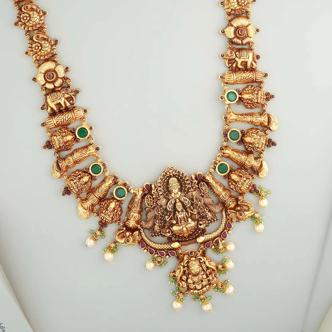 Gold Plated Temple Lakshmi Motif Haram Ishna