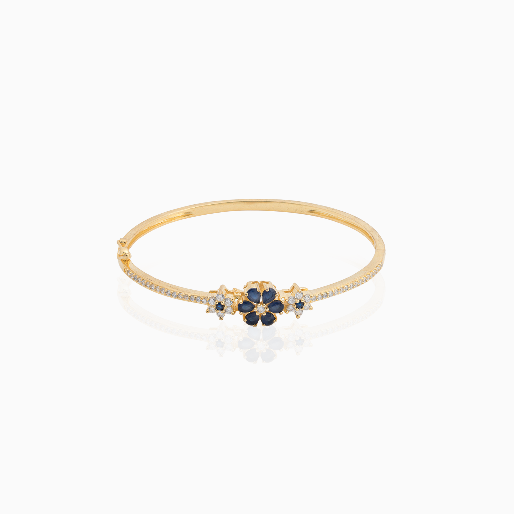 Gold finish blue stone silver bracelet