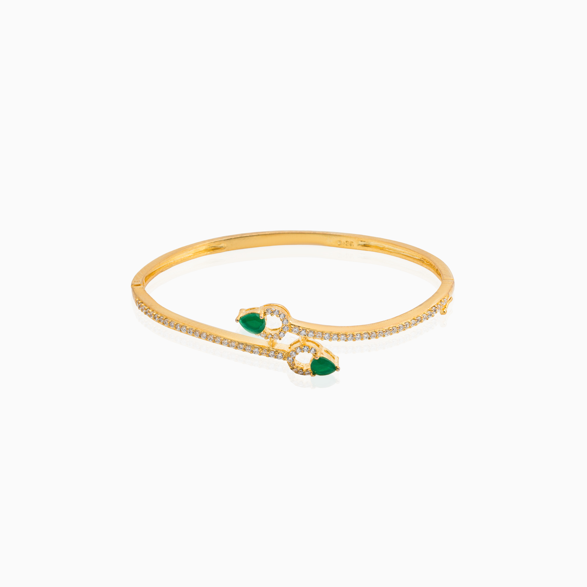Gold finish green stone silver bracelet