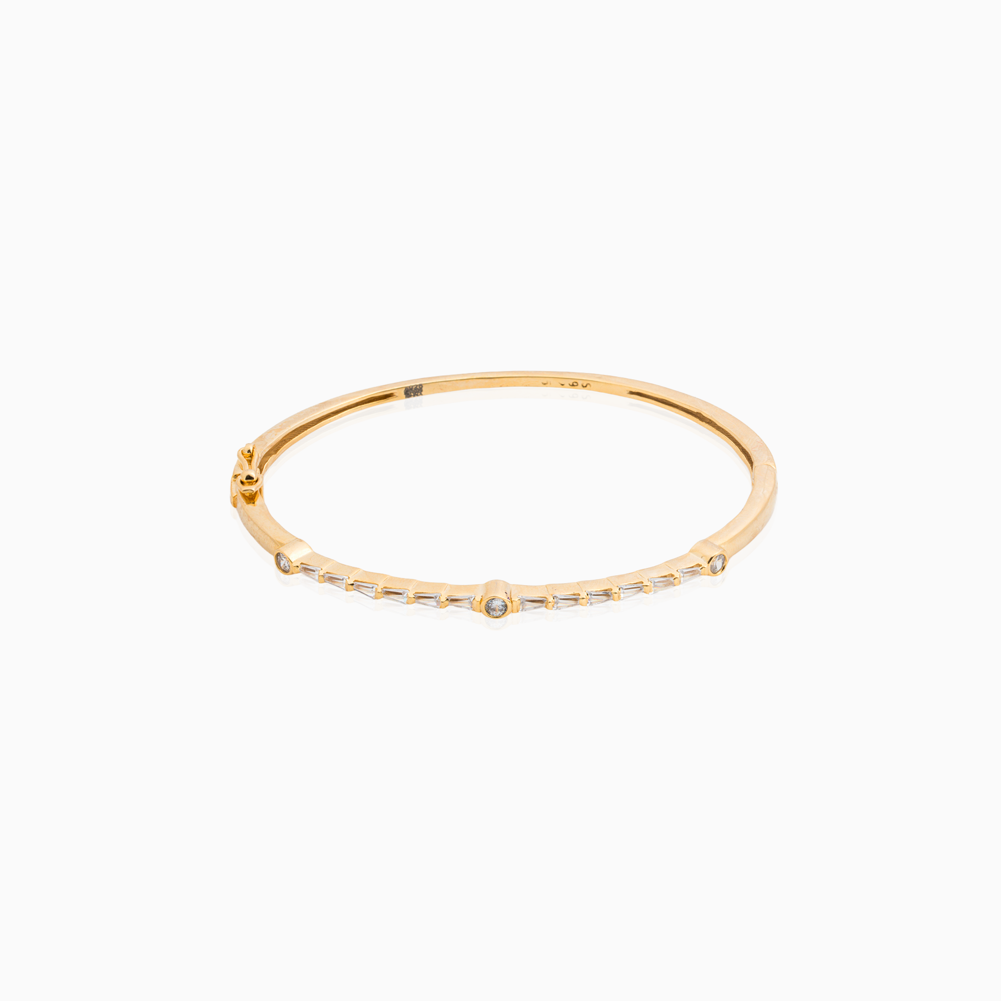 Gold finish silver bracelet with linear stones