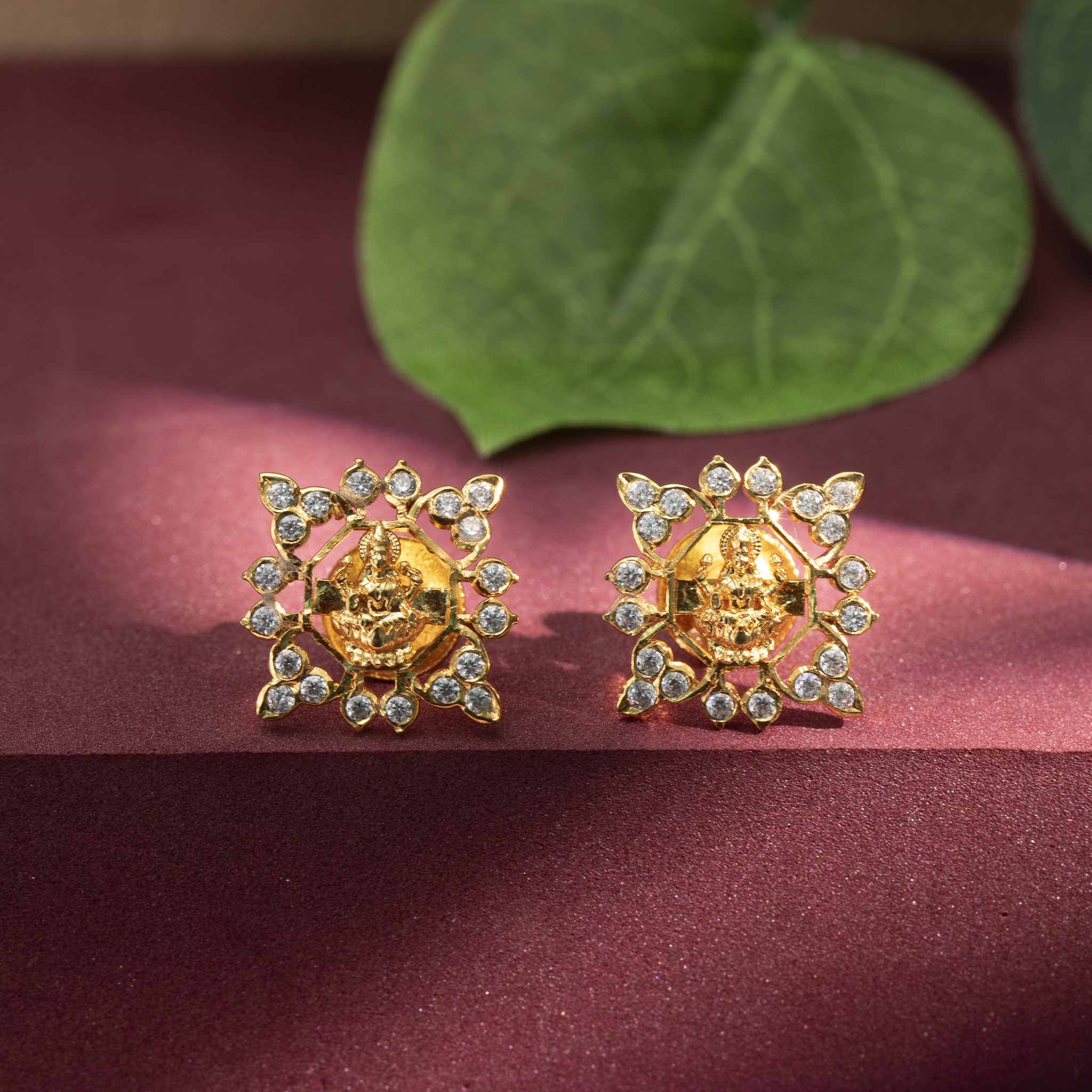 Gold plated Lakshmi stud earrings