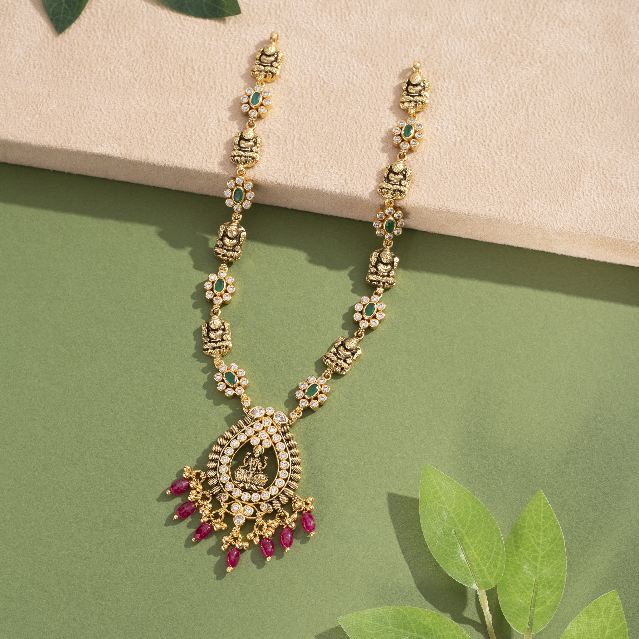 Gold plated Lakshmi temple necklace