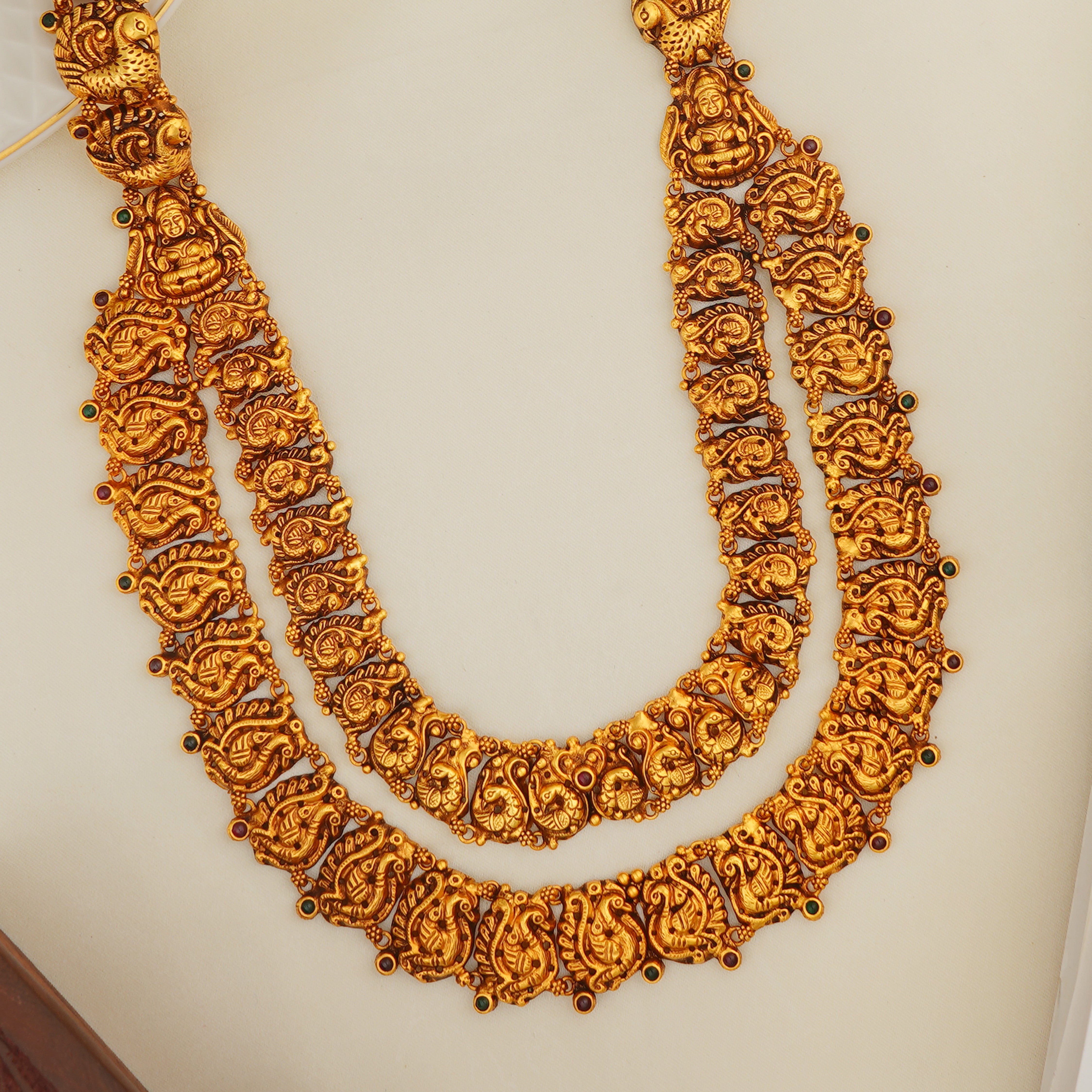 Gold plated annam haram with ruby stones