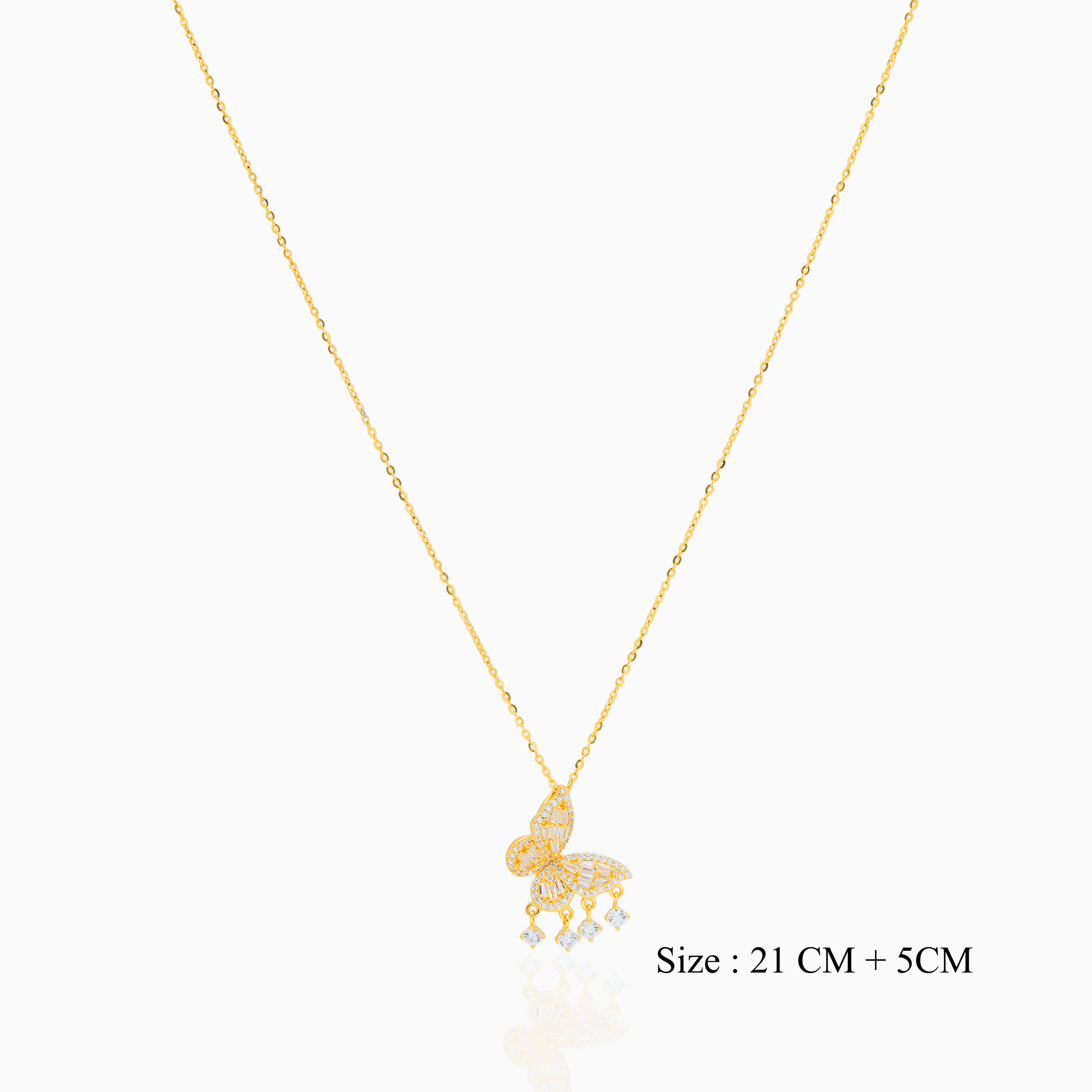 Gold plated butterfly drop pendant chain Ishna