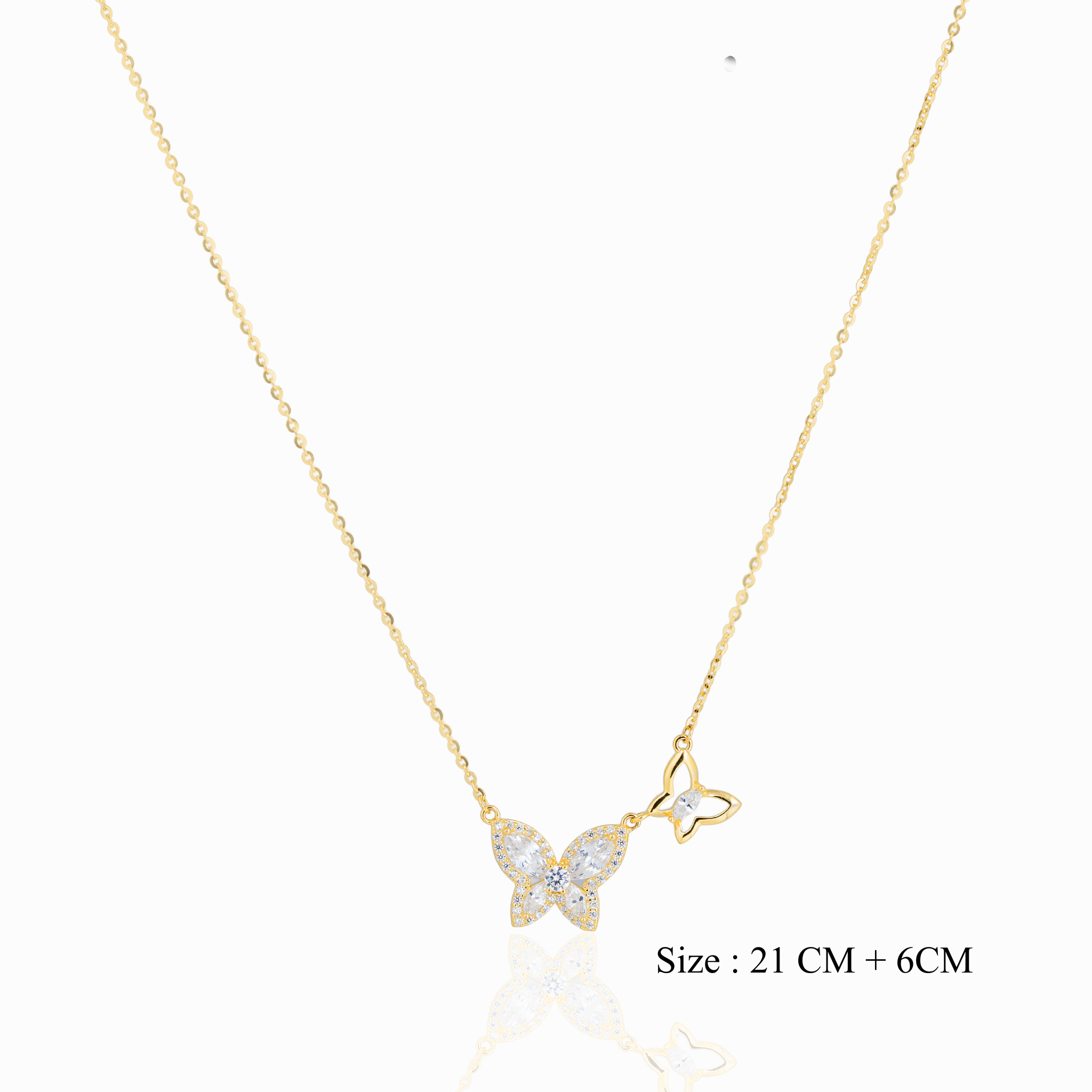 Gold plated dual butterfly pendant chain Ishna