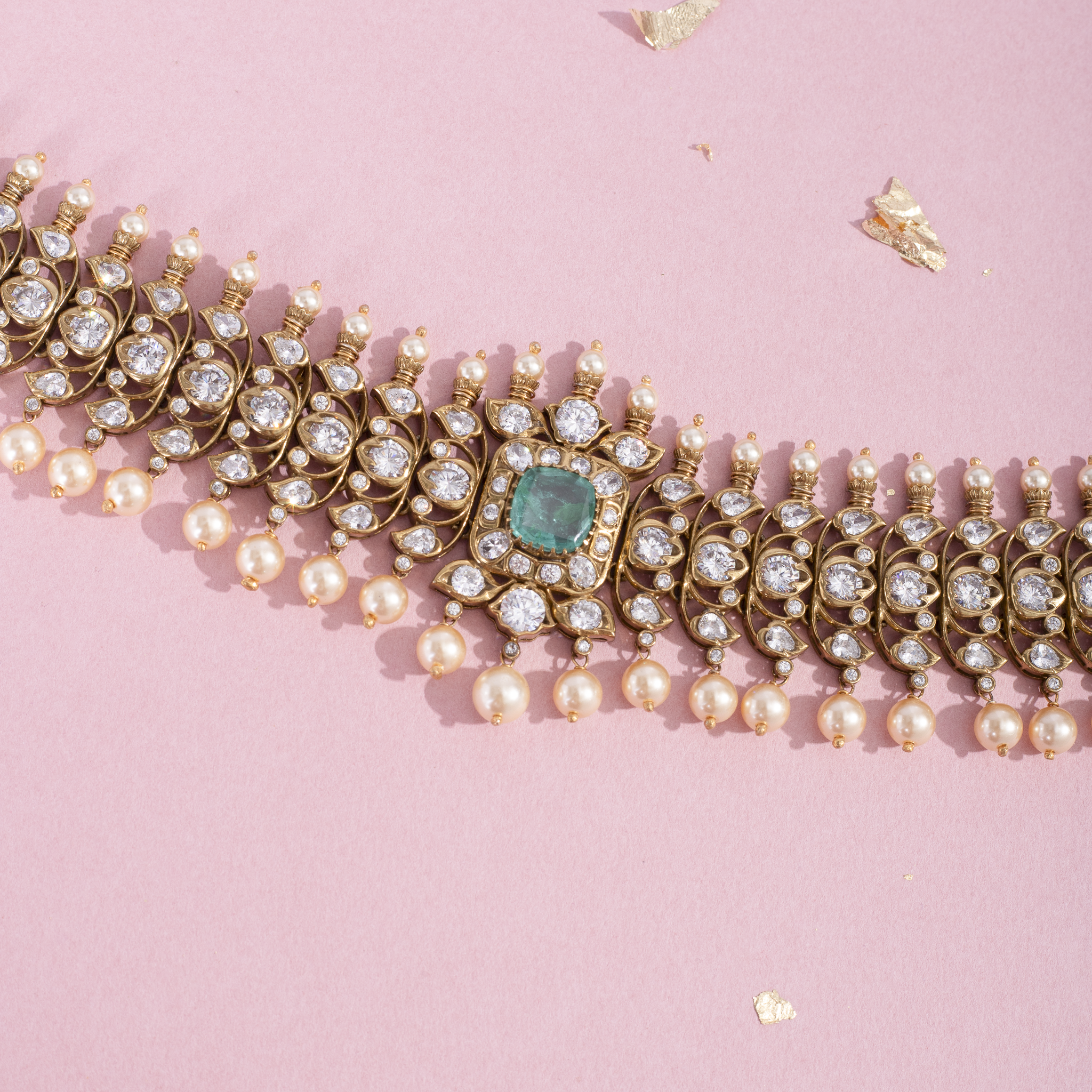 Gold plated emerald choker necklace