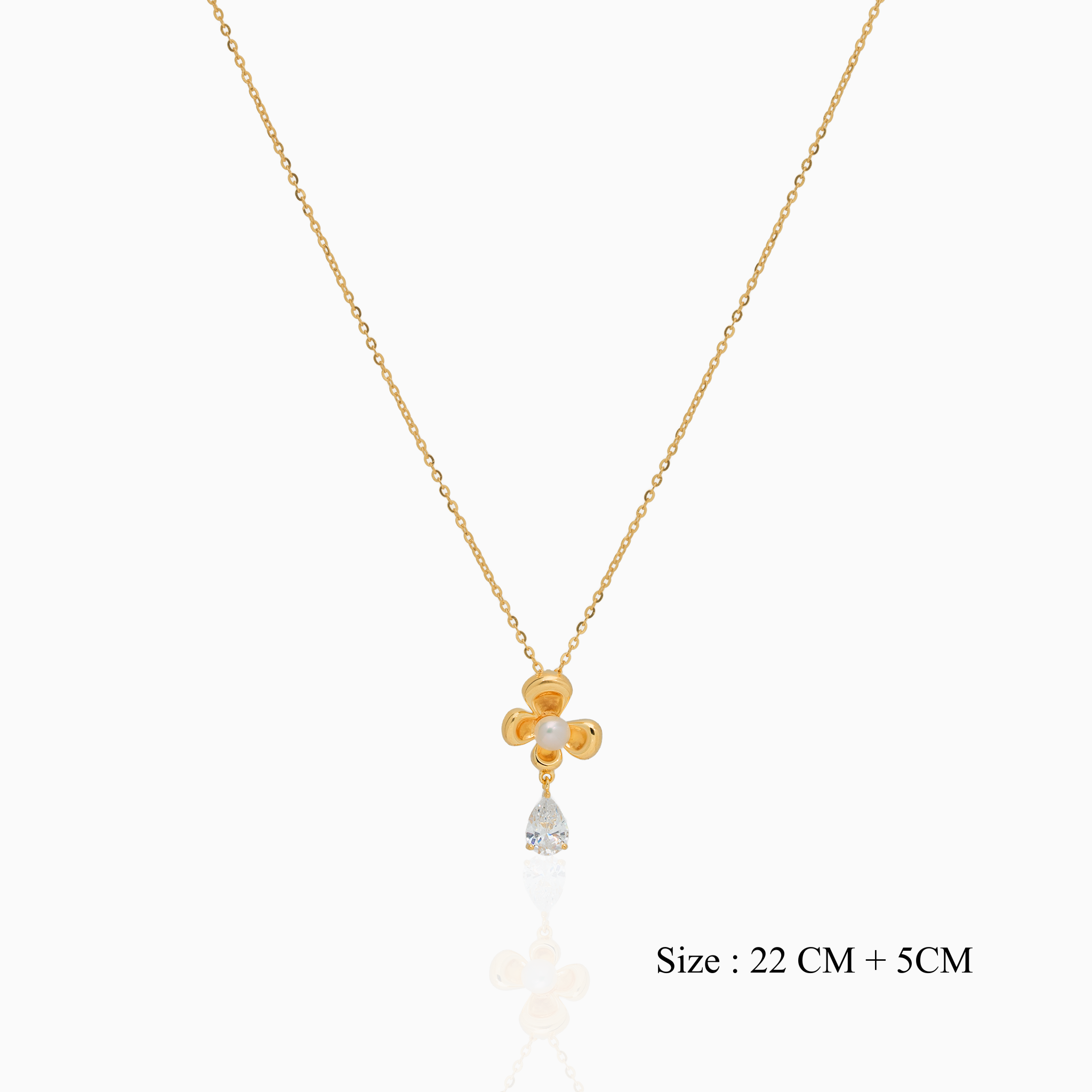Gold plated floral pearl drop chain Ishna