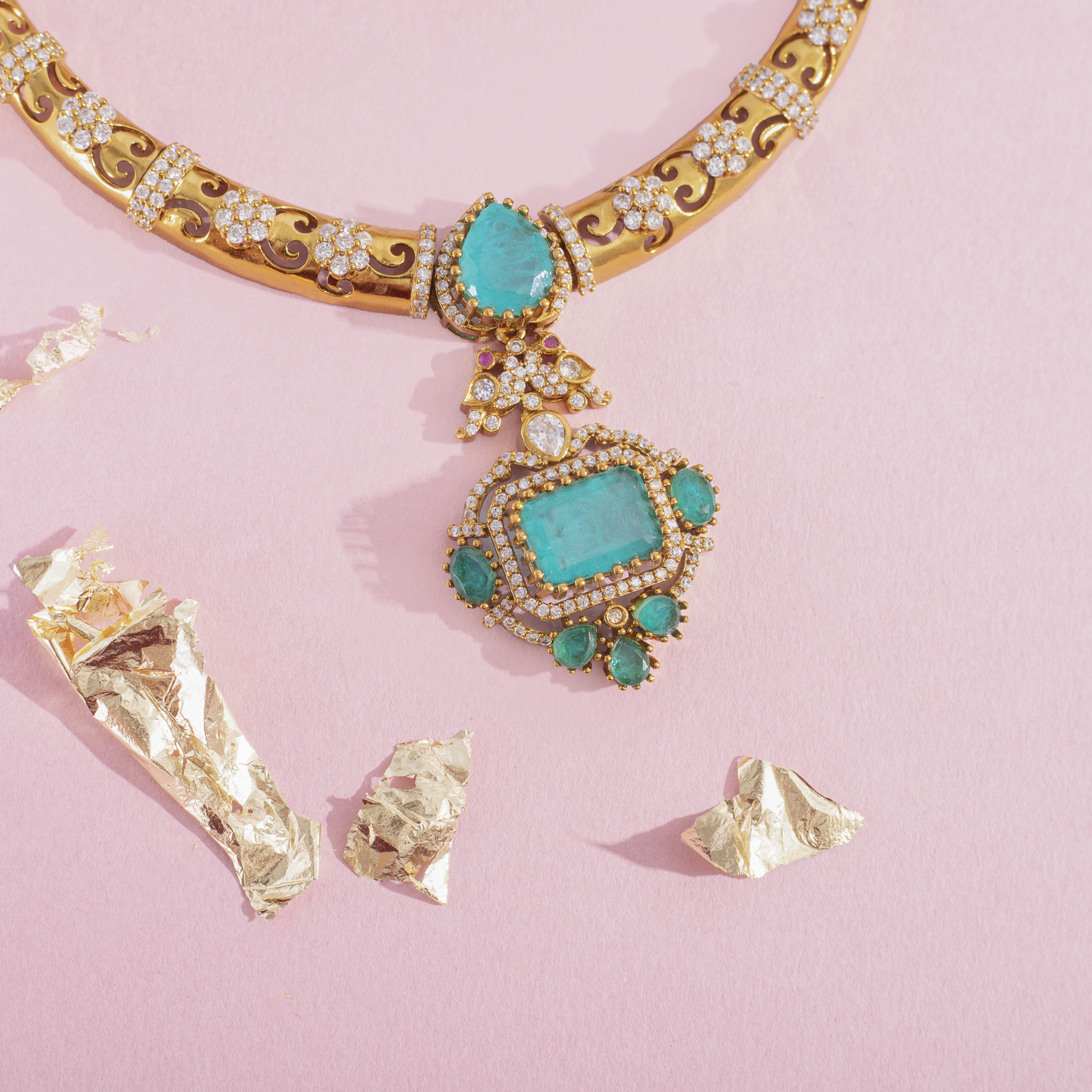 Gold plated green gemstone jewellery