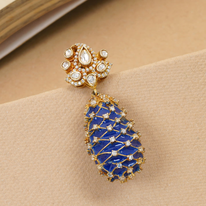 Gold plated kundan dangler earrings